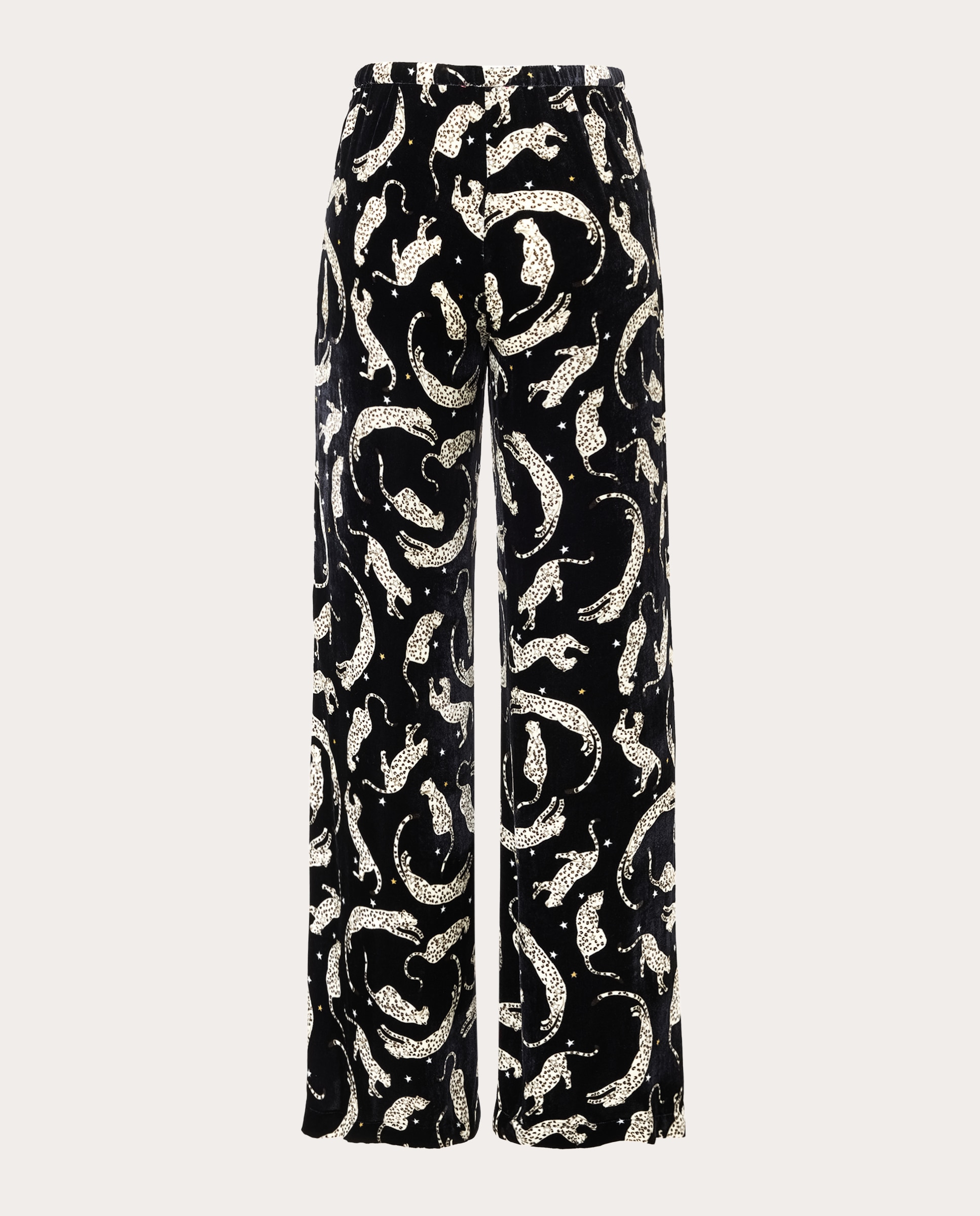 Calças de Veludo com Estampado Preto-2