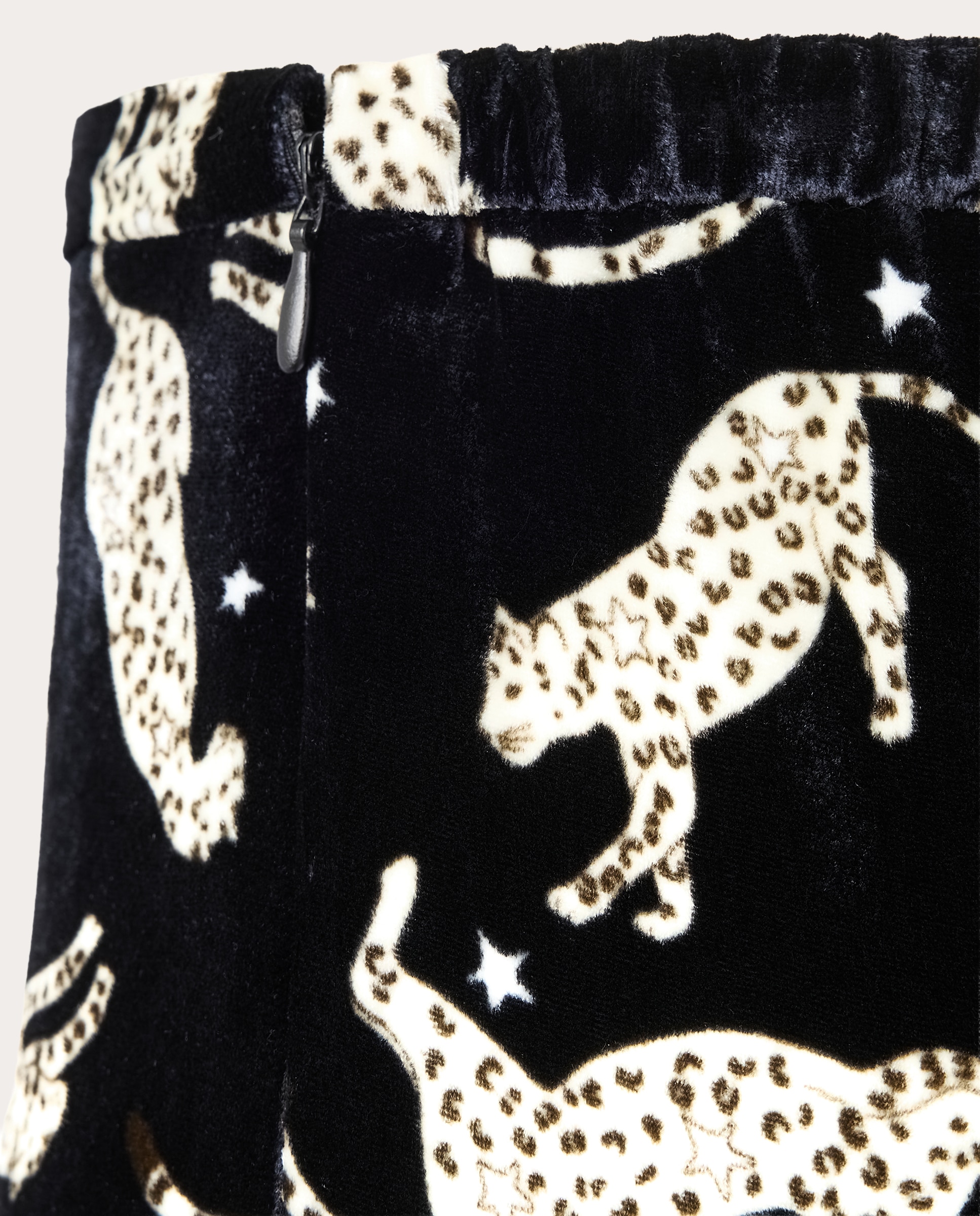 Calças de Veludo com Estampado Preto-3