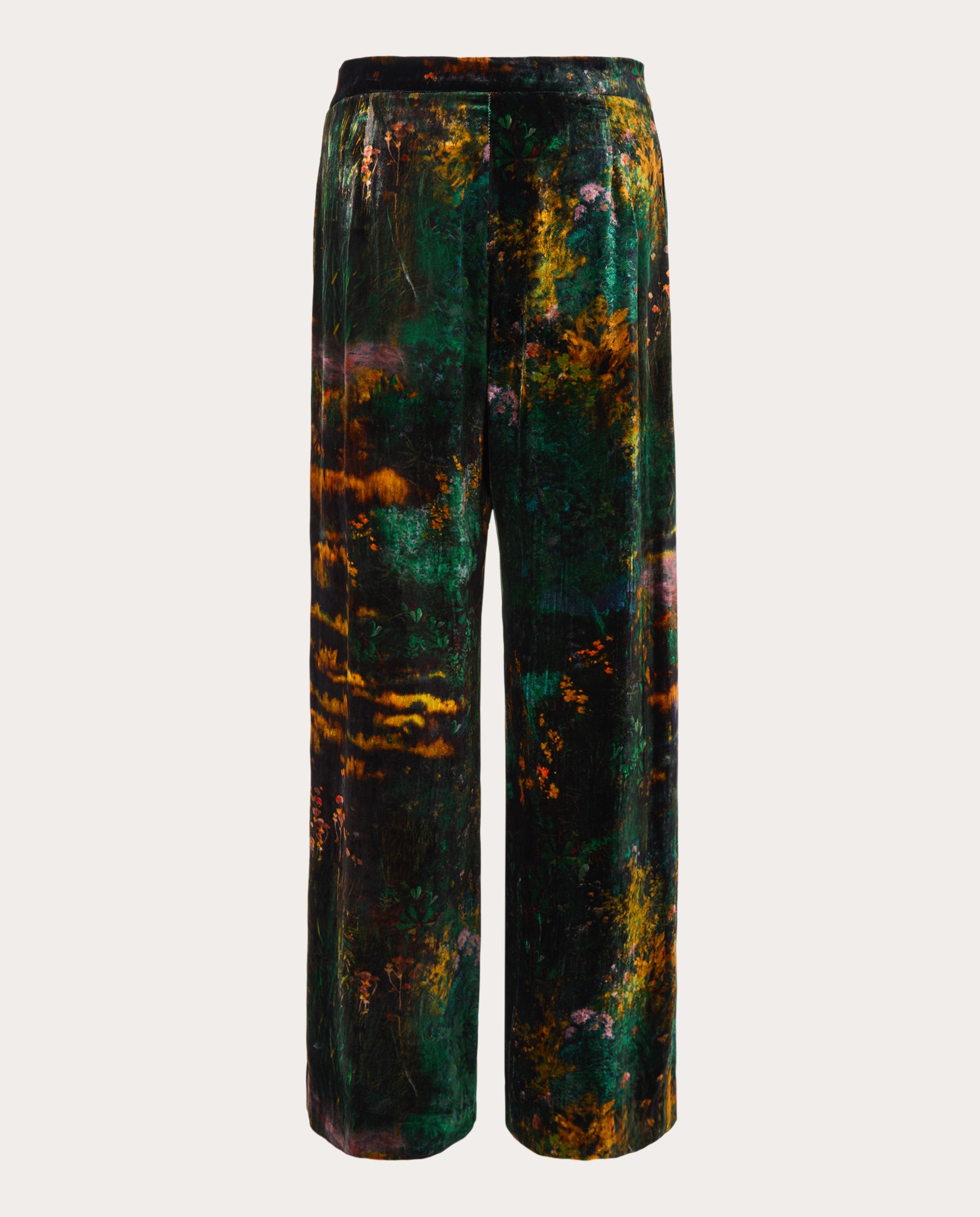Calças com Estampado de Campos de Gramíneas Verde-2