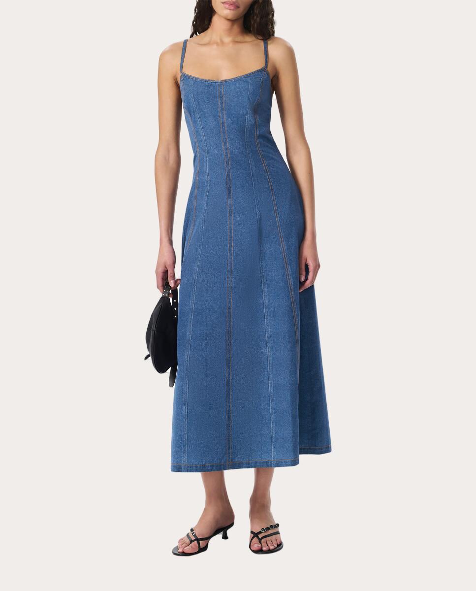 Vestido melodía de popelina Miramar midi Azul-2