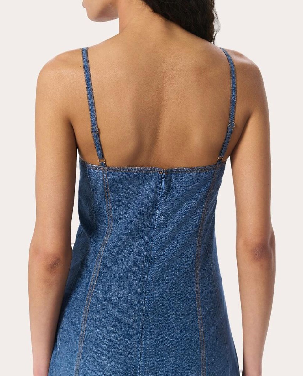 Vestido melodía de popelina Miramar midi Azul-4