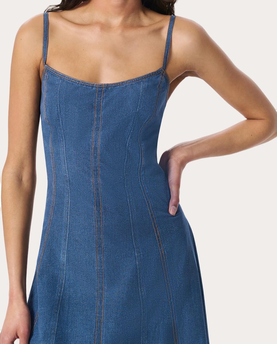 Vestido melodía de popelina Miramar midi Azul-6