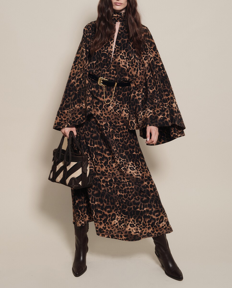 Vestido midi Post Treasured de seda Marrón-5