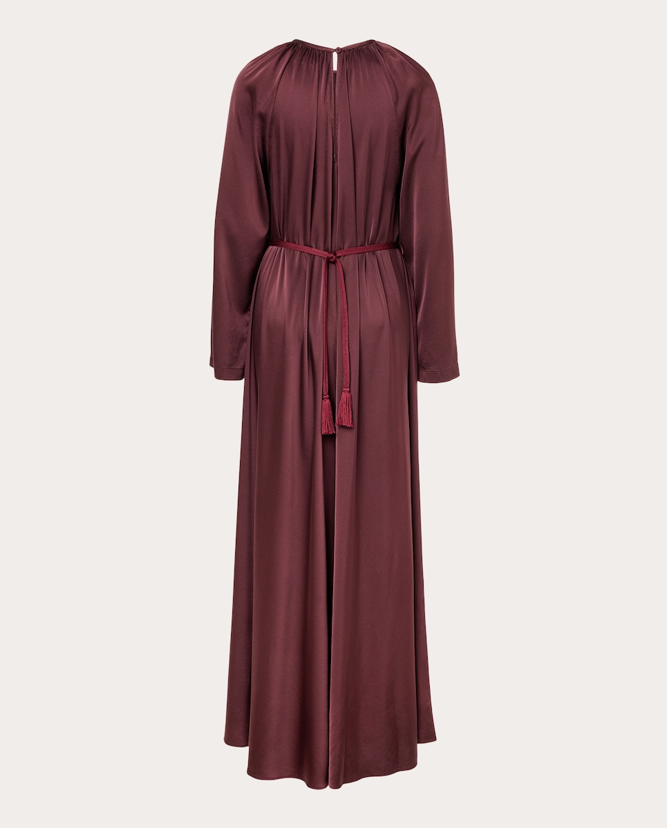 Vestido midi de seda Castanho-escuro-2