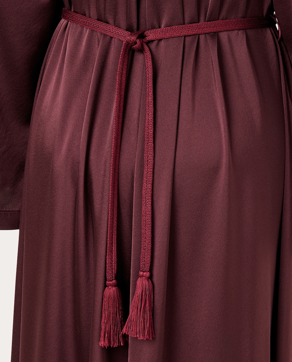 Vestido midi de seda Castanho-escuro-4