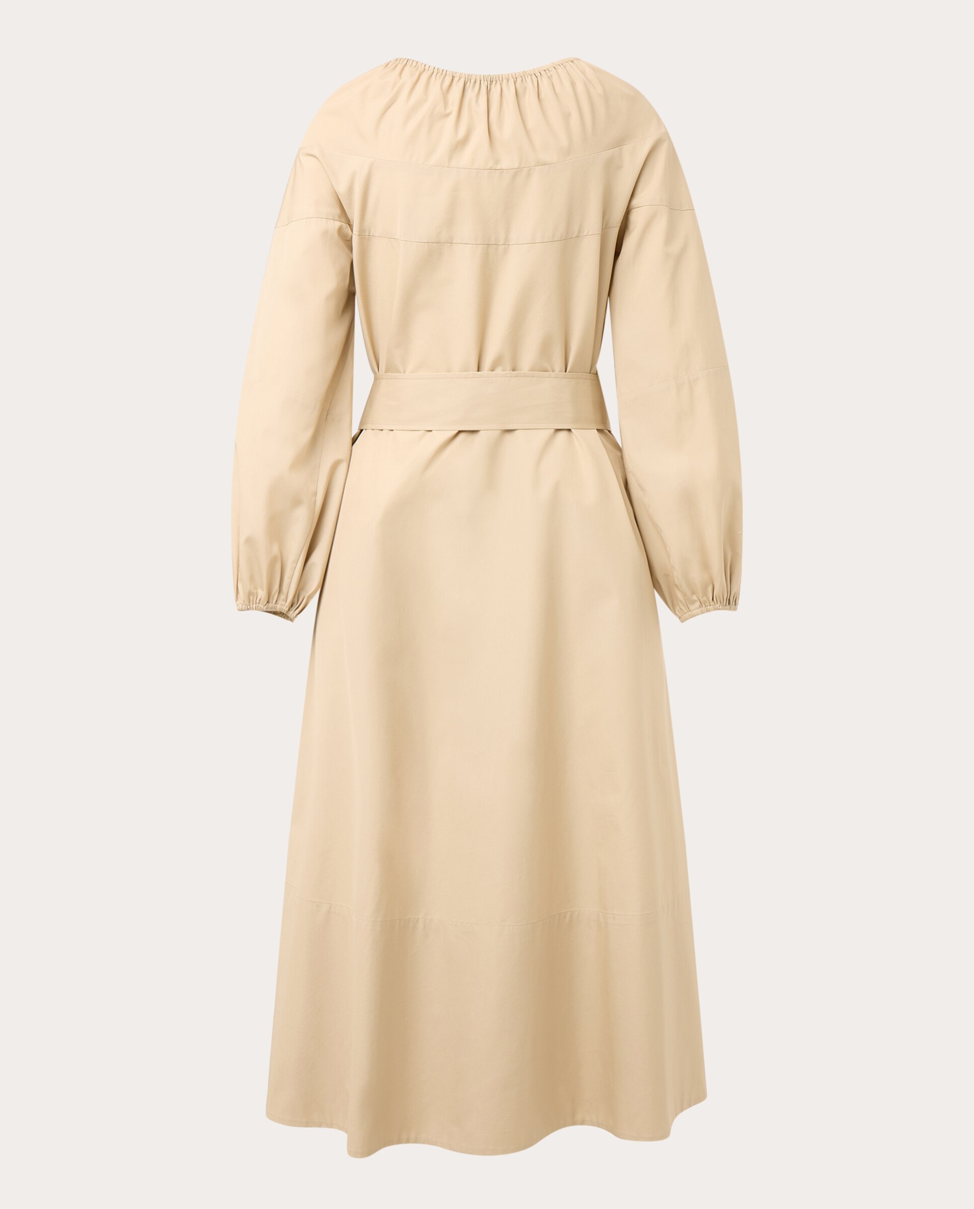 Vestido Camiseiro Franzido com Cinto - Bege/Cor de Areia Bege-2