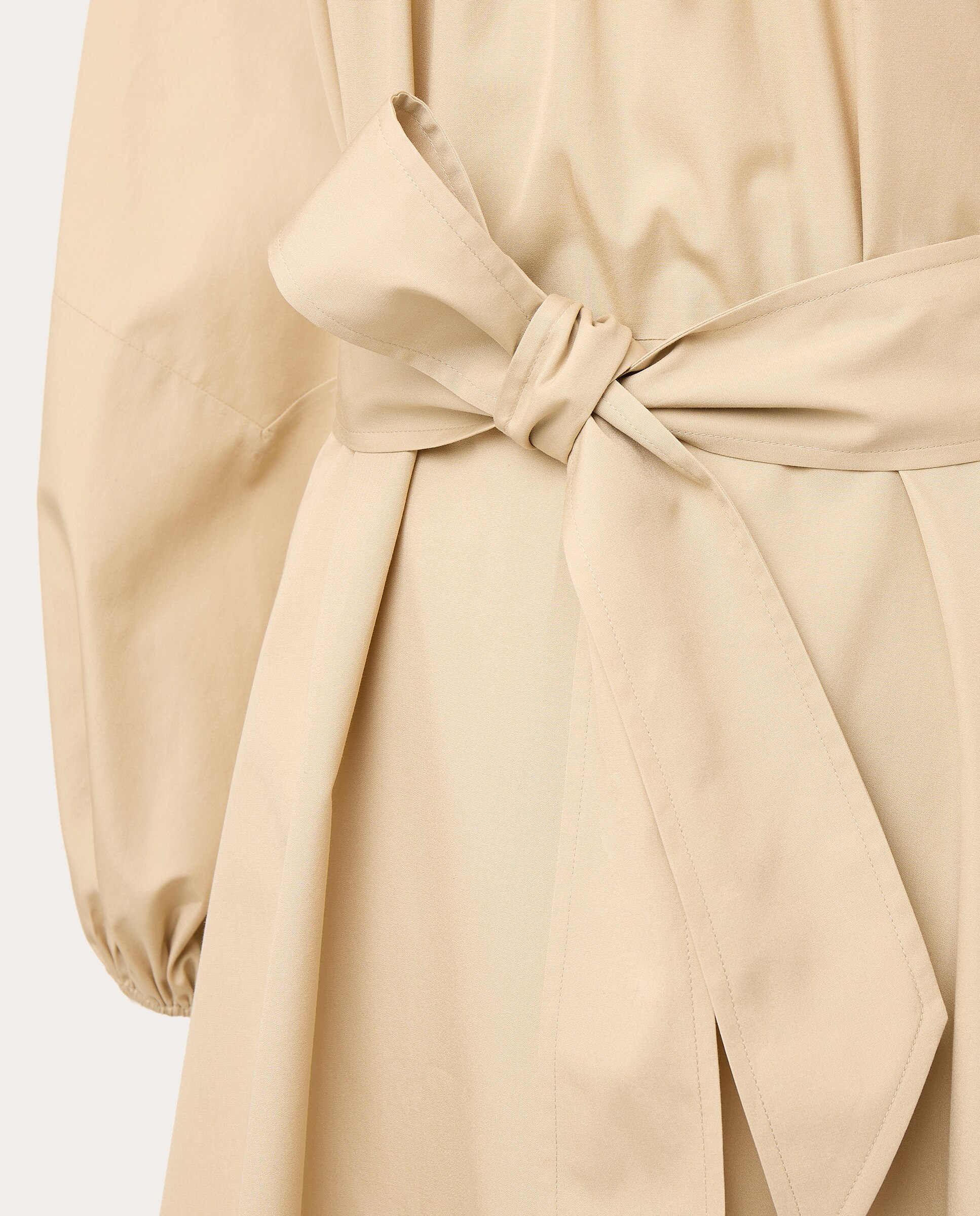 Vestido Camiseiro Franzido com Cinto - Bege/Cor de Areia Bege-3