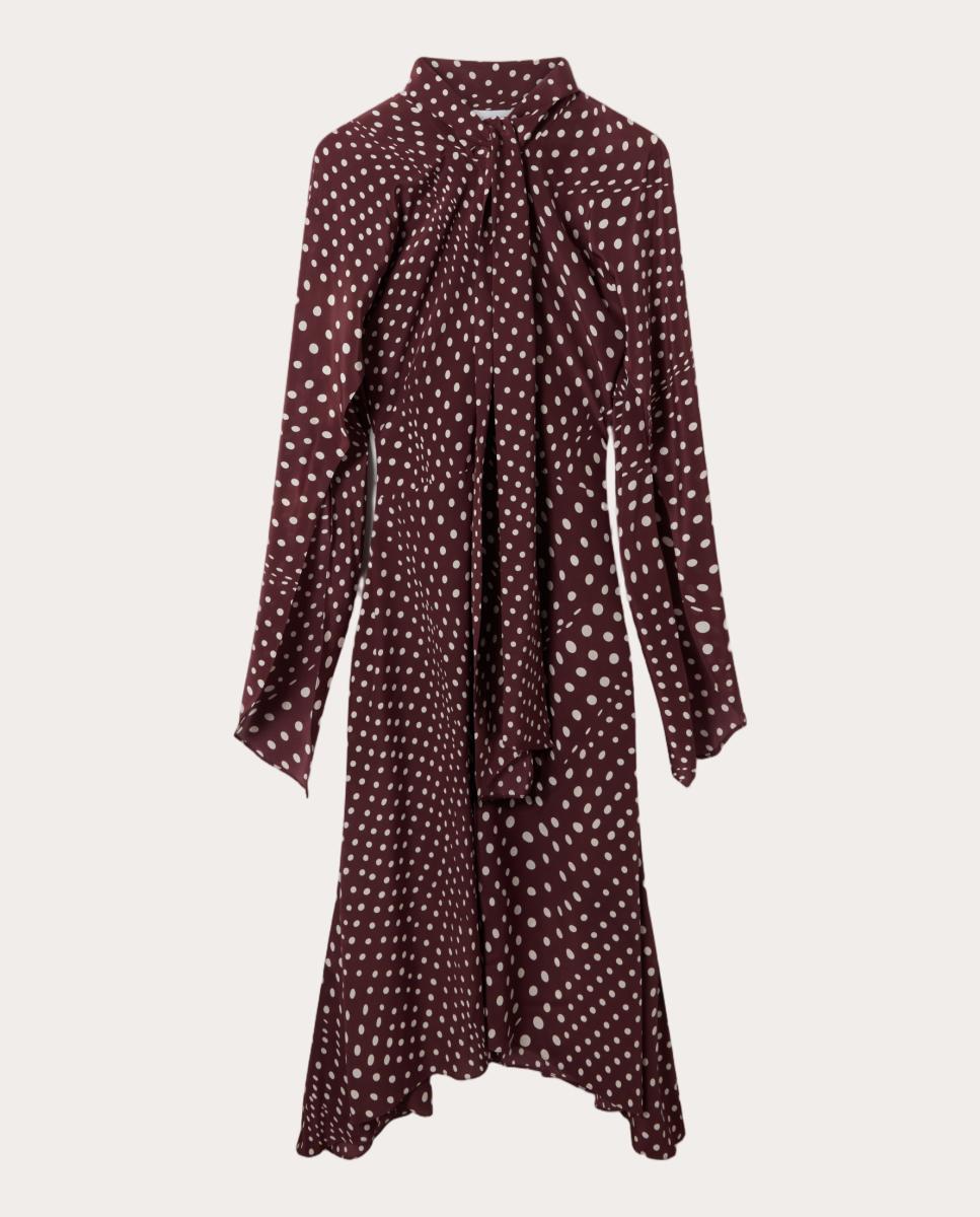Vestido de seda con lunares - Burdeos Burdeos-1