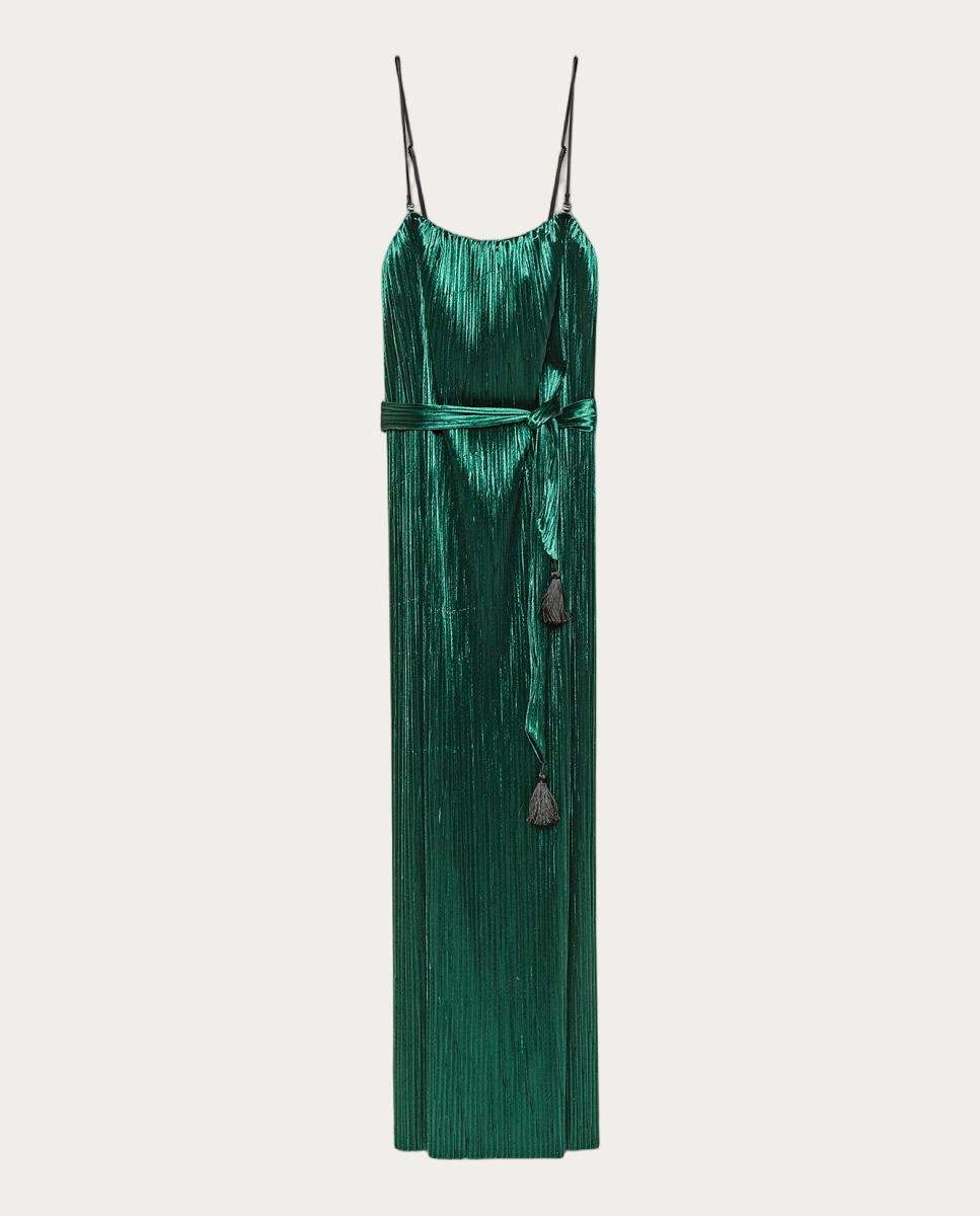 Vestido midi plisado - Verde Verde-1