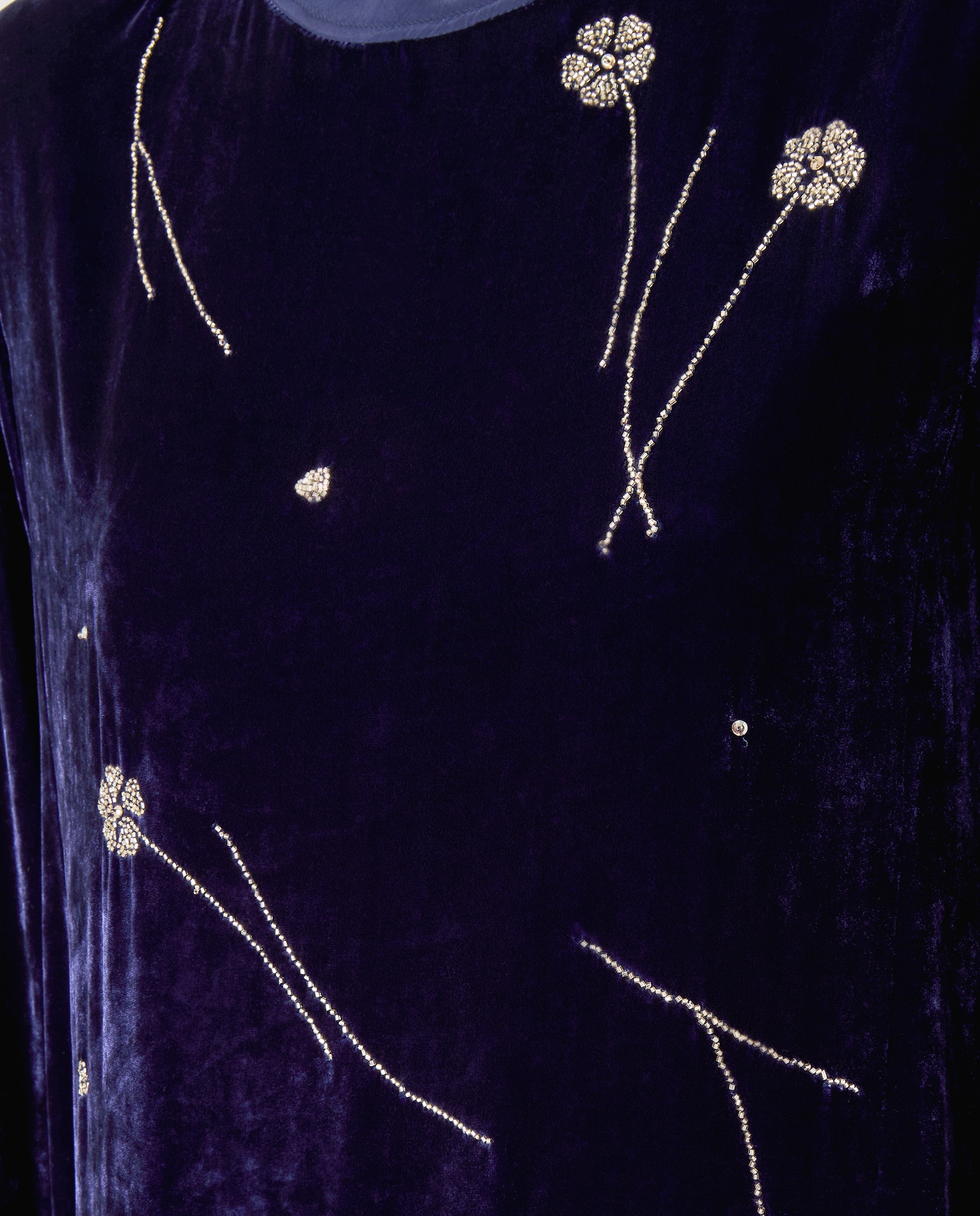 Vestido Midi de Veludo com Bordado Azul-marinho-3