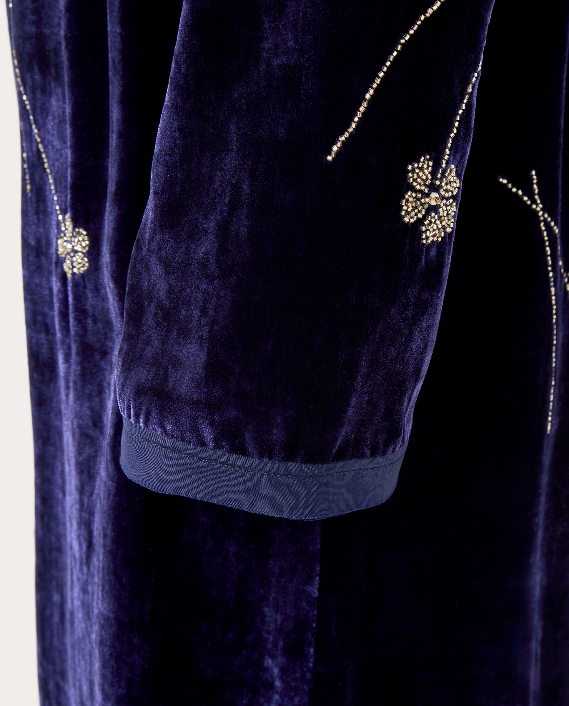 Vestido Midi de Veludo com Bordado Azul-marinho-4