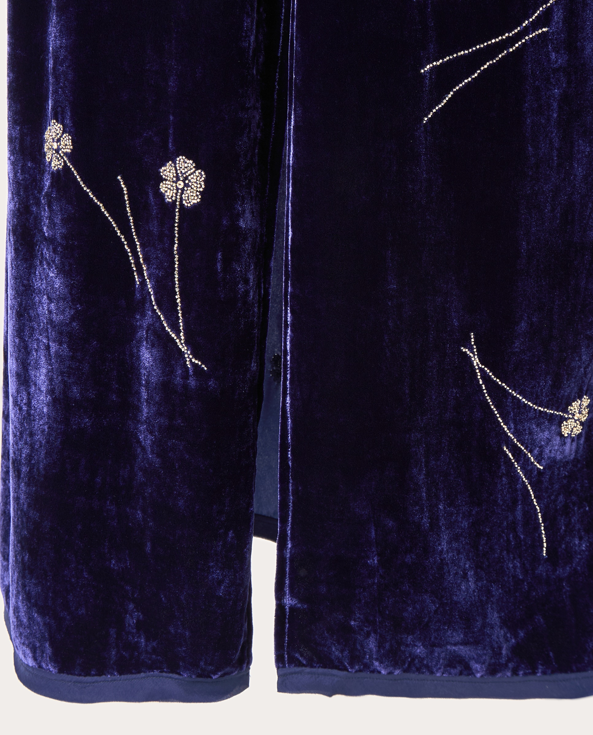 Vestido Midi de Veludo com Bordado Azul-marinho-5