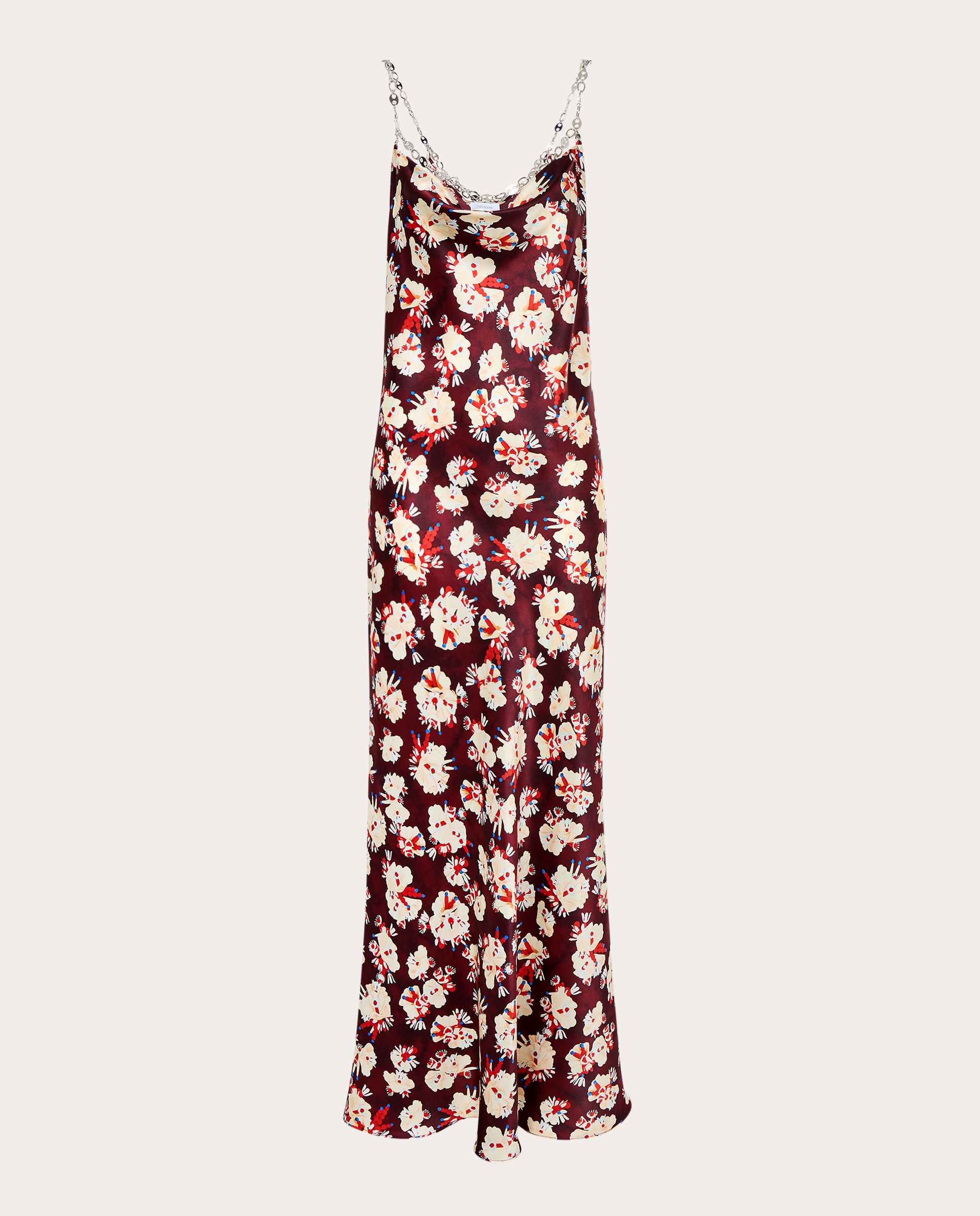 Imagen 1 de Vestido largo de seda estampado floral - Morado Morado