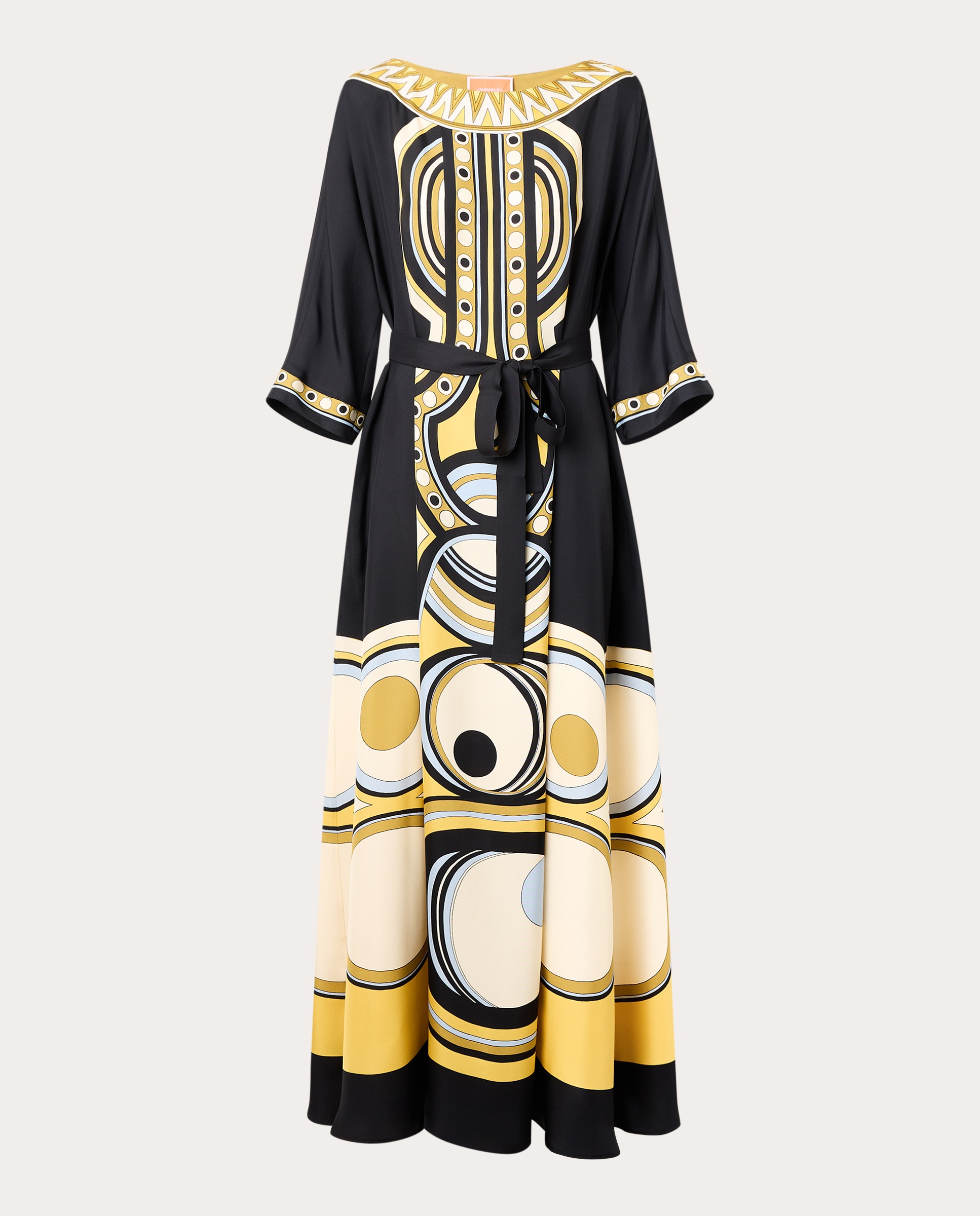 Imagen 0 de Vestido largo Muumuu de seda Negro