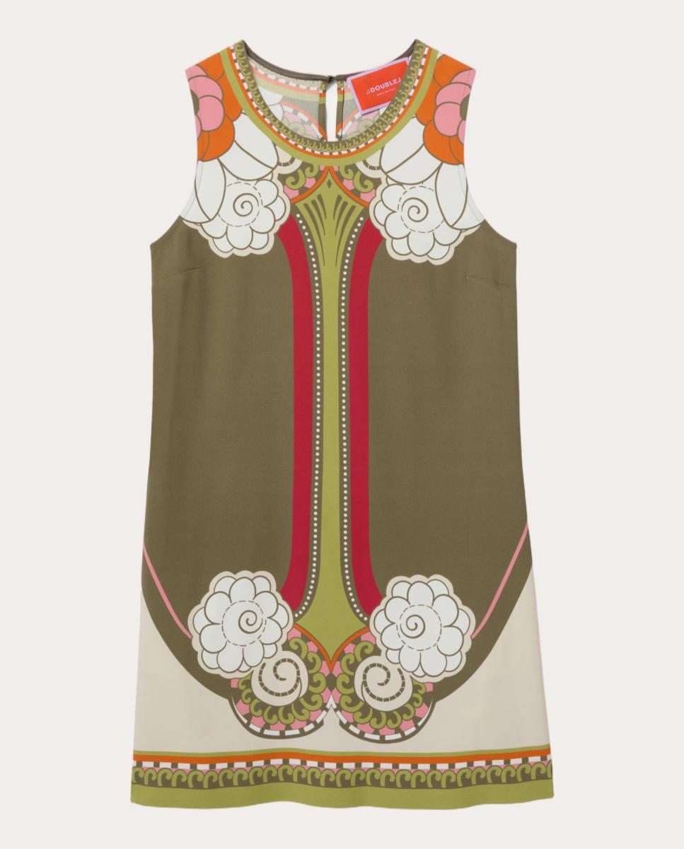 Imagen 0 de Vestido corto estampado Verde