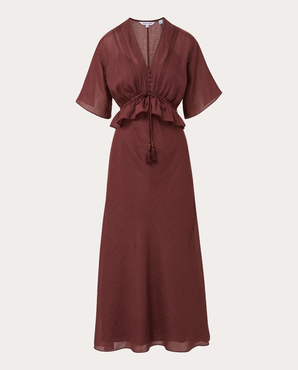 Imagen 0 de Vestido Dominick de ramio Burdeos