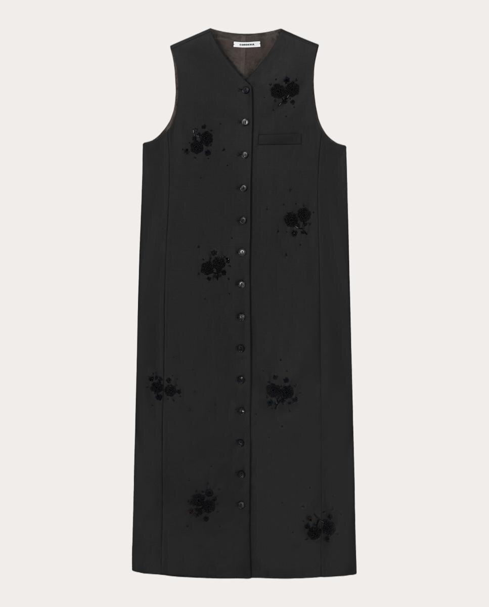 Imagen 0 de Vestido largo con botones Marrón oscuro