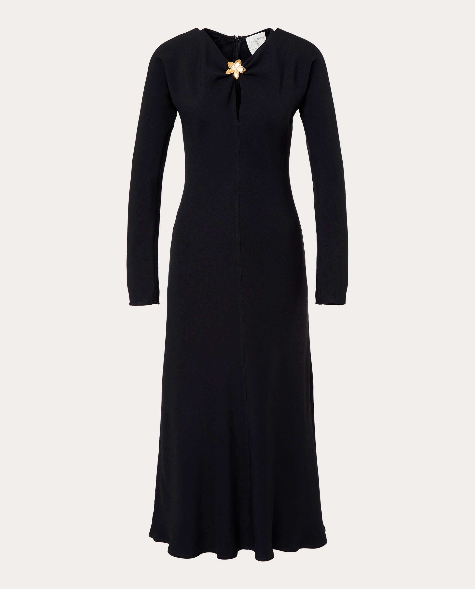 Vestido de satén con flor joya - Negro Negro-1