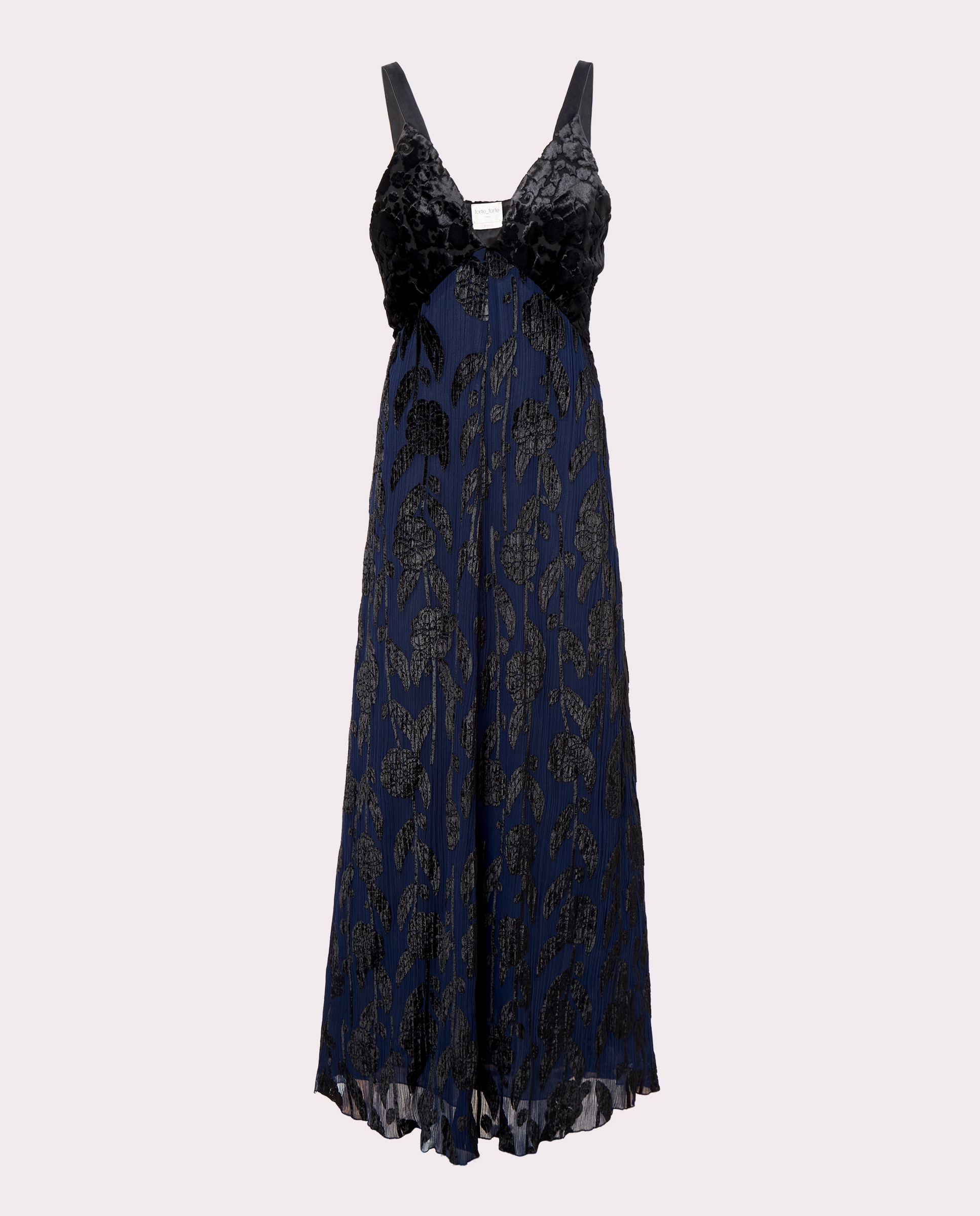 Vestido largo de terciopelo de crepé - Azul marino Azul marino-1