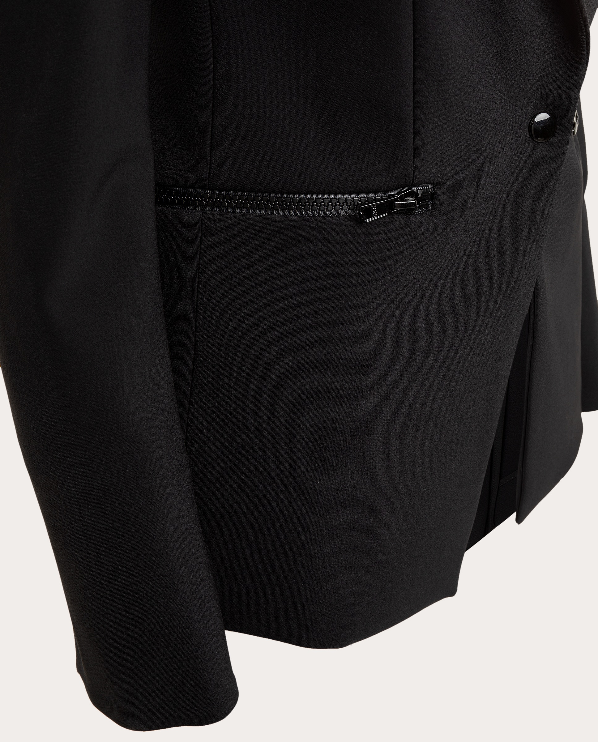 Casaco Cintado com Bolsos com Fecho de Correr Preto-3