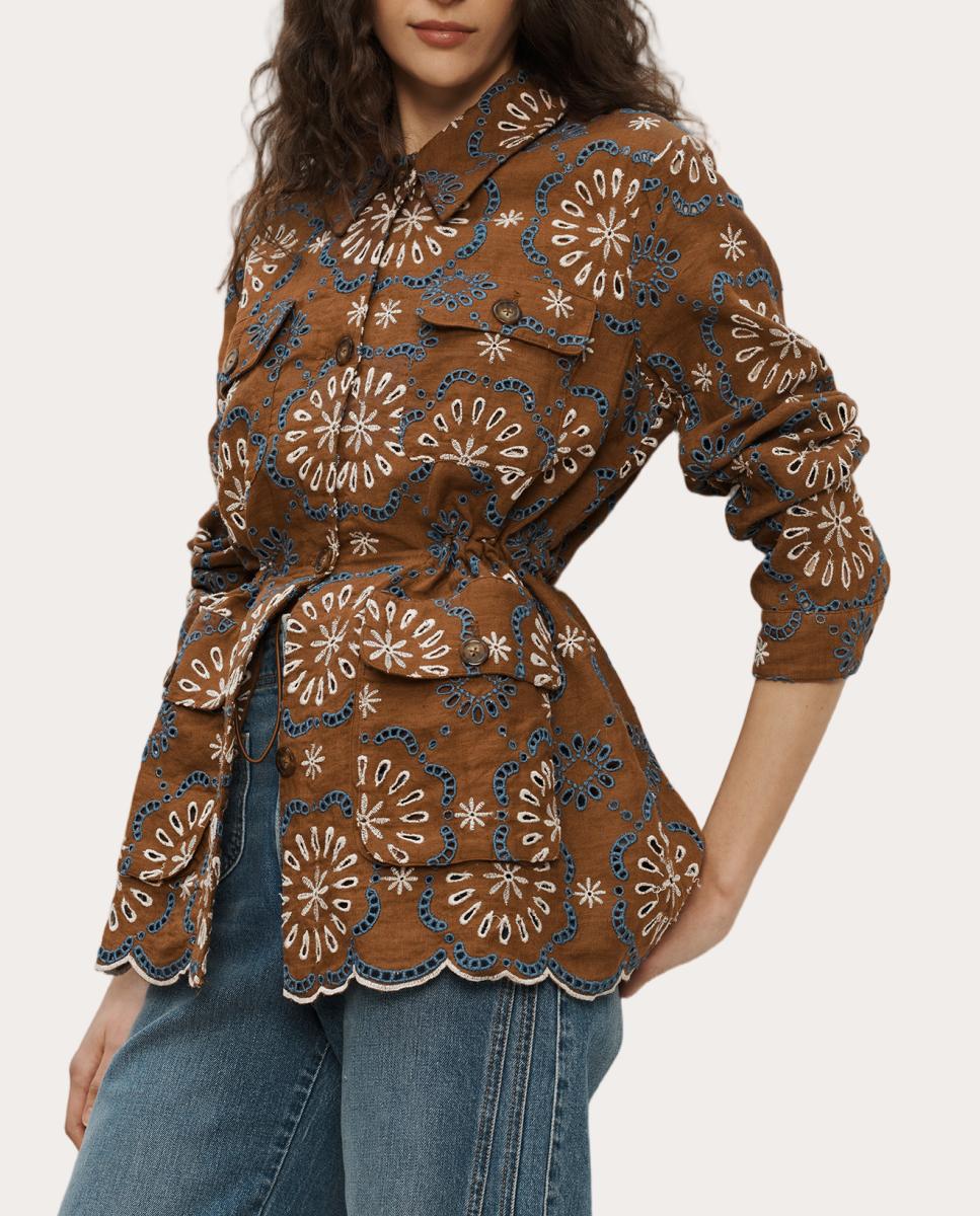 Chaqueta Kiki de lino - Marrón Marrón-2