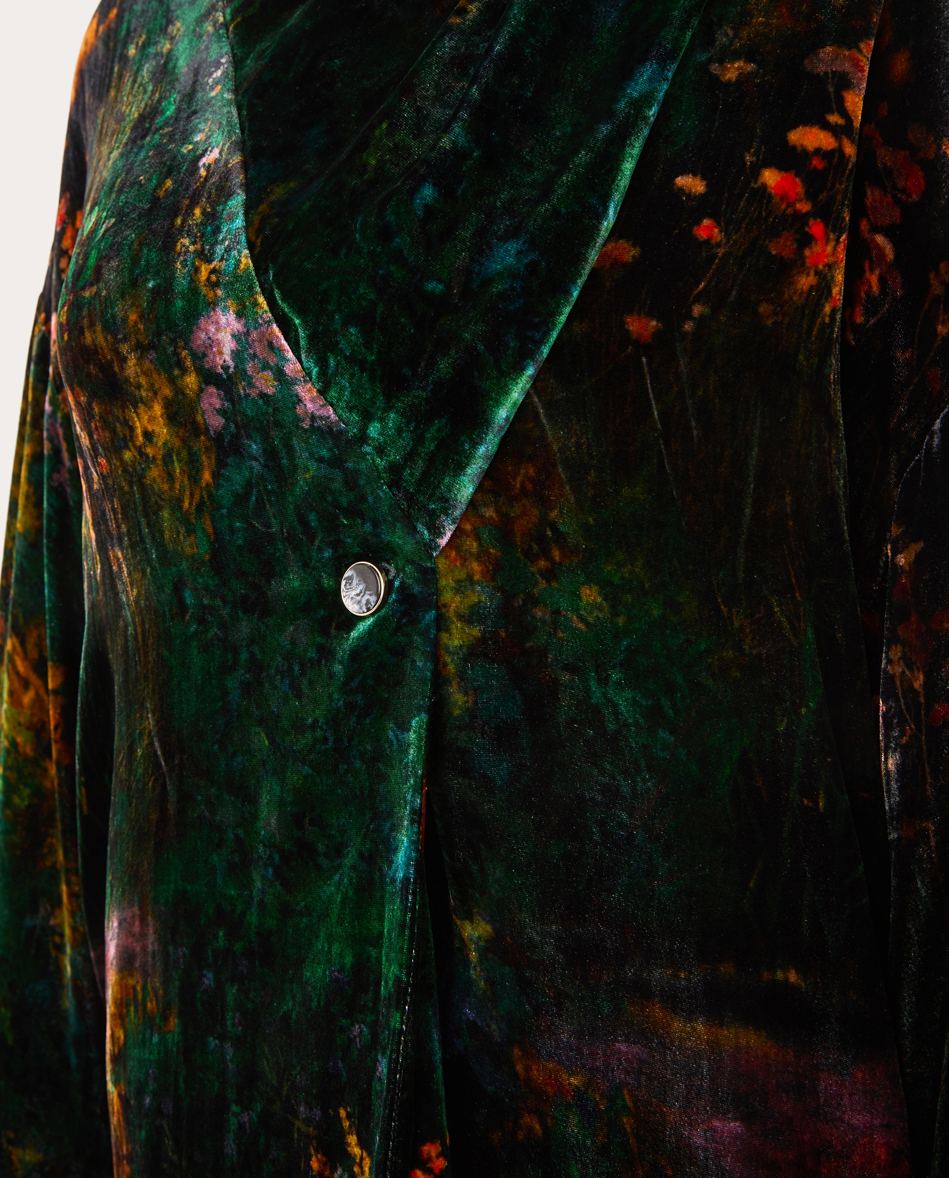 Casaco Oversize em Veludo Estampado Verde-3