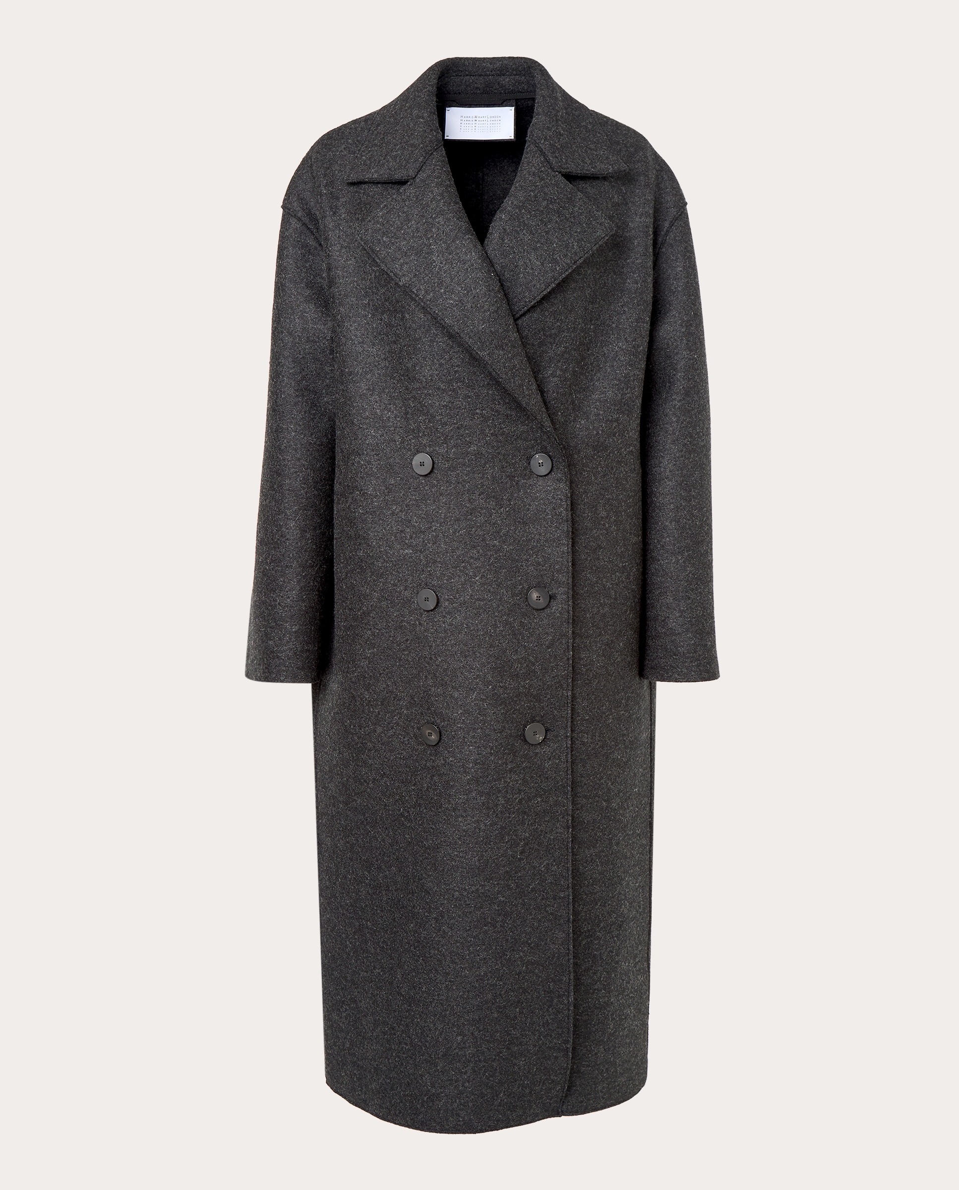 Imagen 0 de Abrigo largo cruzado oversize de lana Gris oscuro
