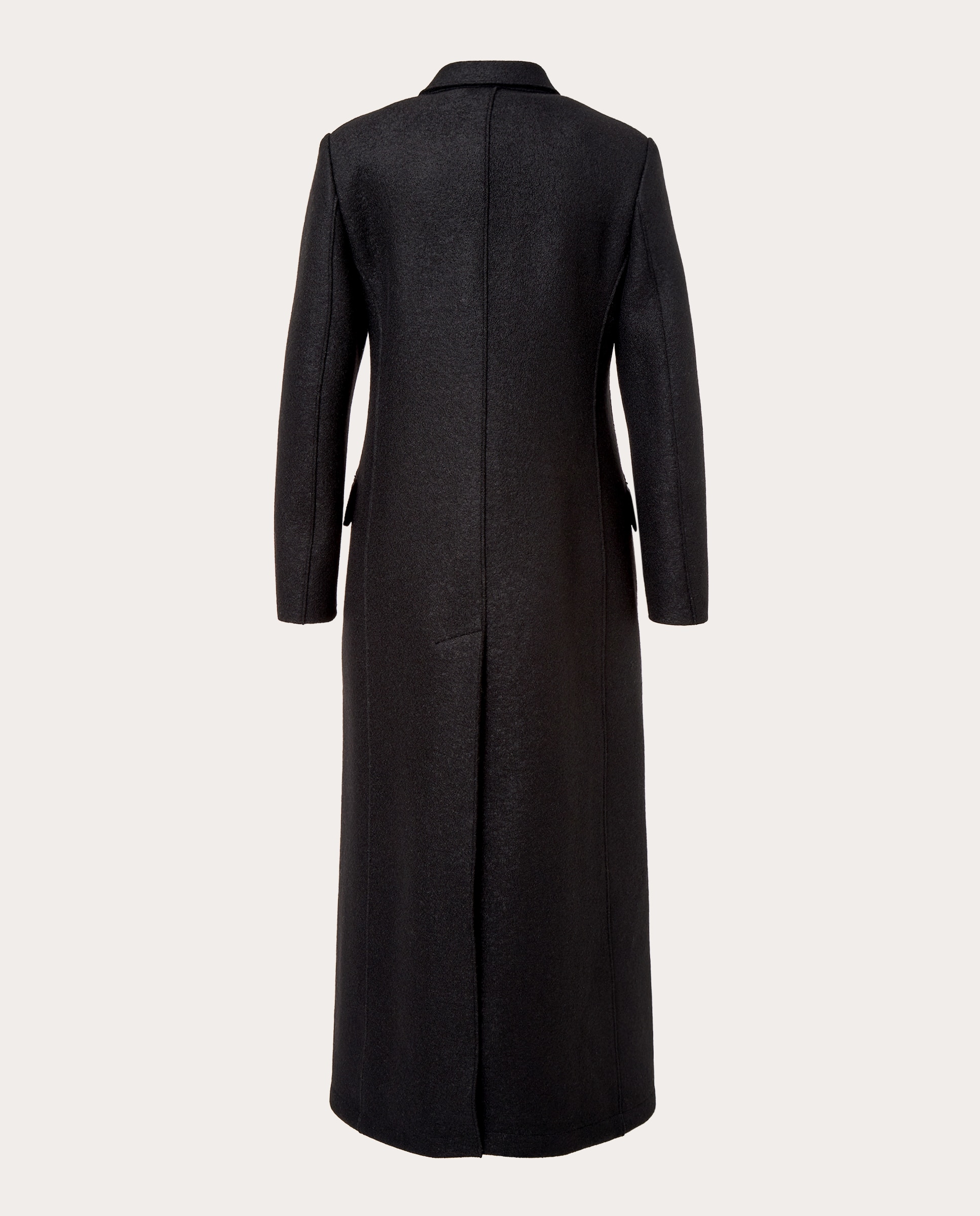 Abrigo largo cruzado tailored de lana - Negro Negro-2