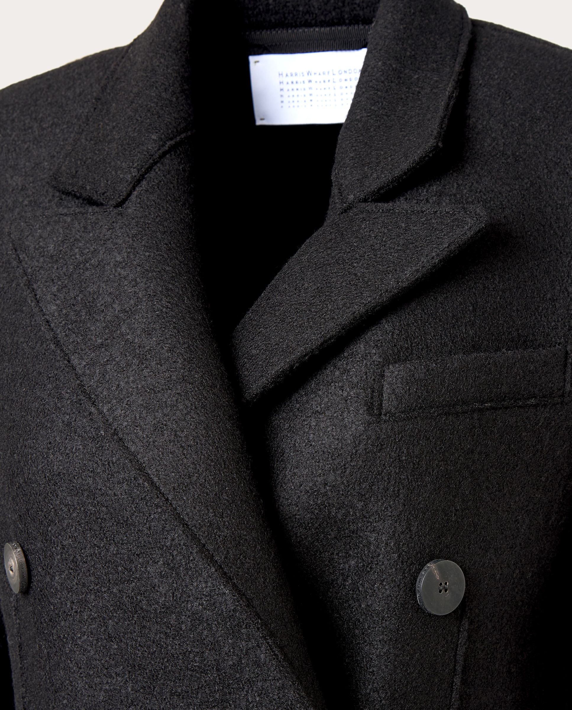 Abrigo largo cruzado tailored de lana - Negro Negro-3