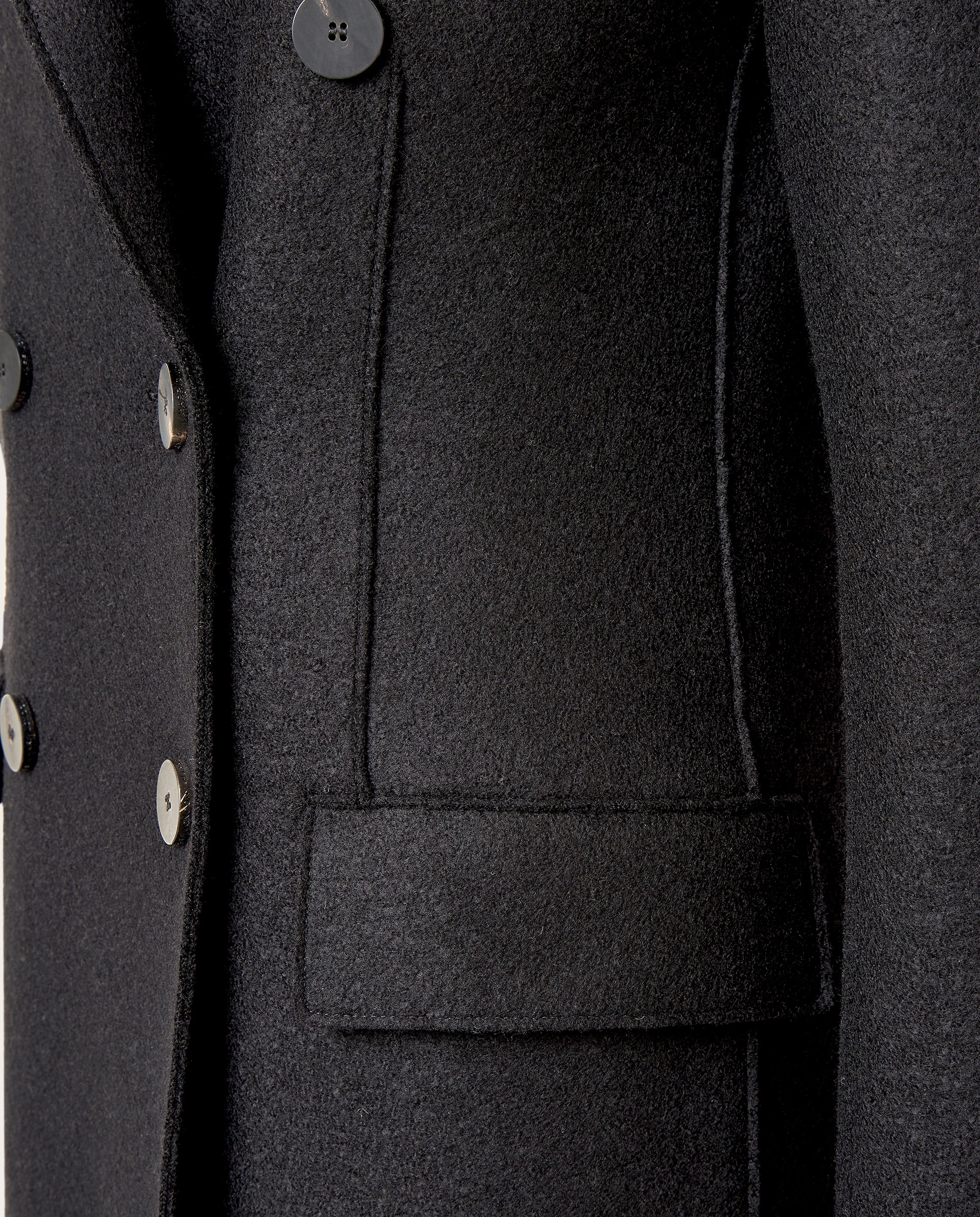 Abrigo largo cruzado tailored de lana - Negro Negro-4