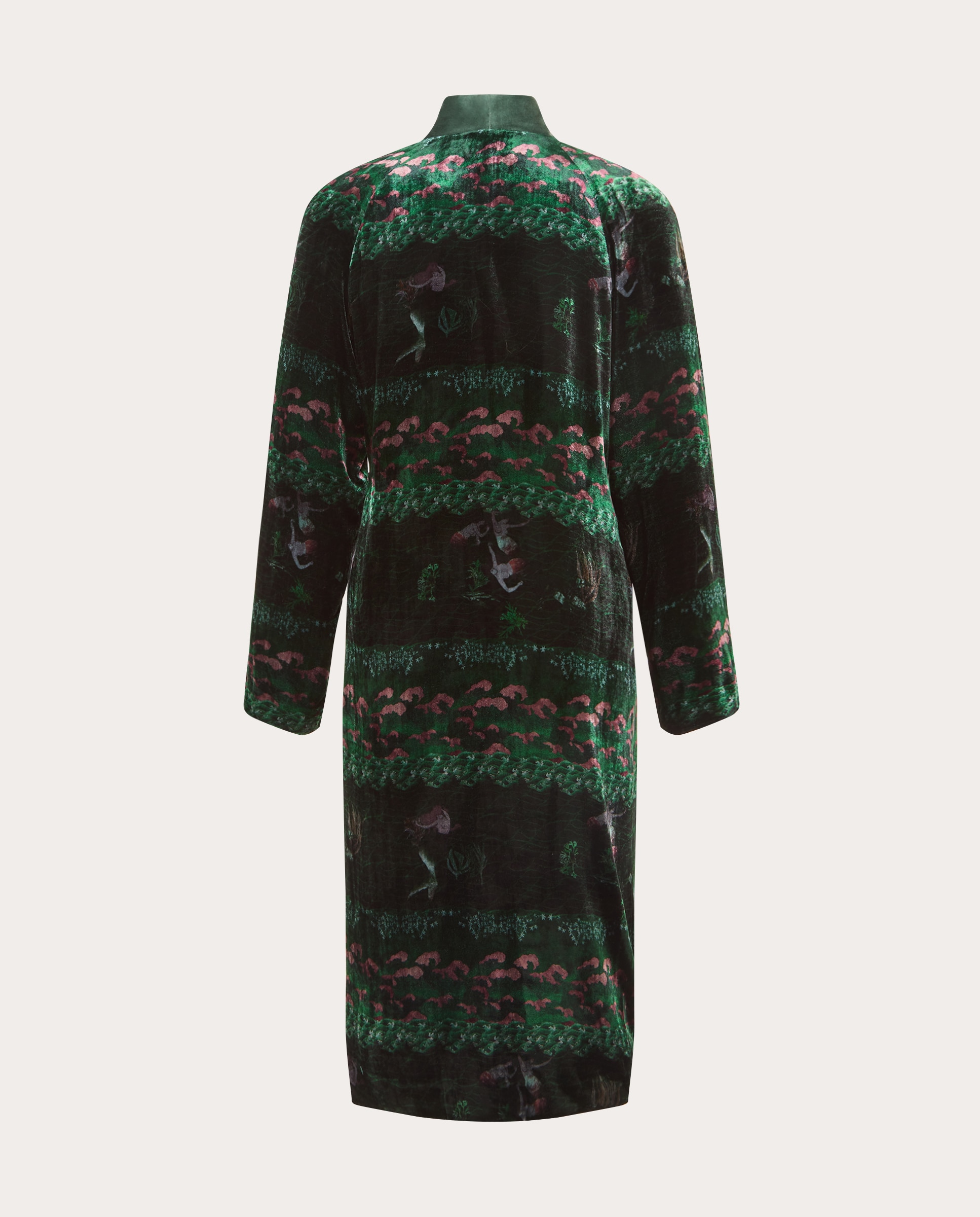 Kimono de Veludo Estampado Verde-2