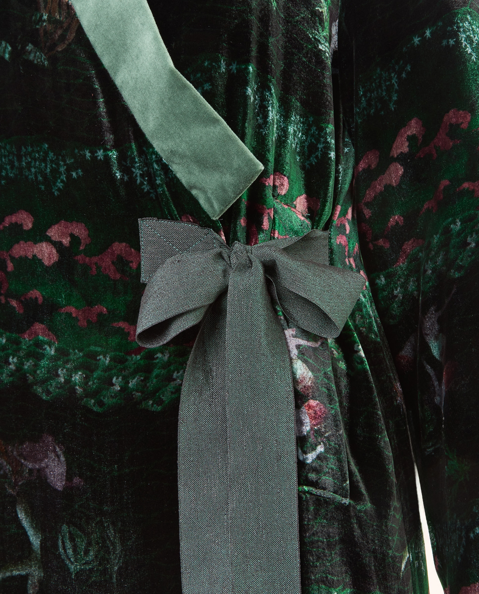 Kimono de Veludo Estampado Verde-3