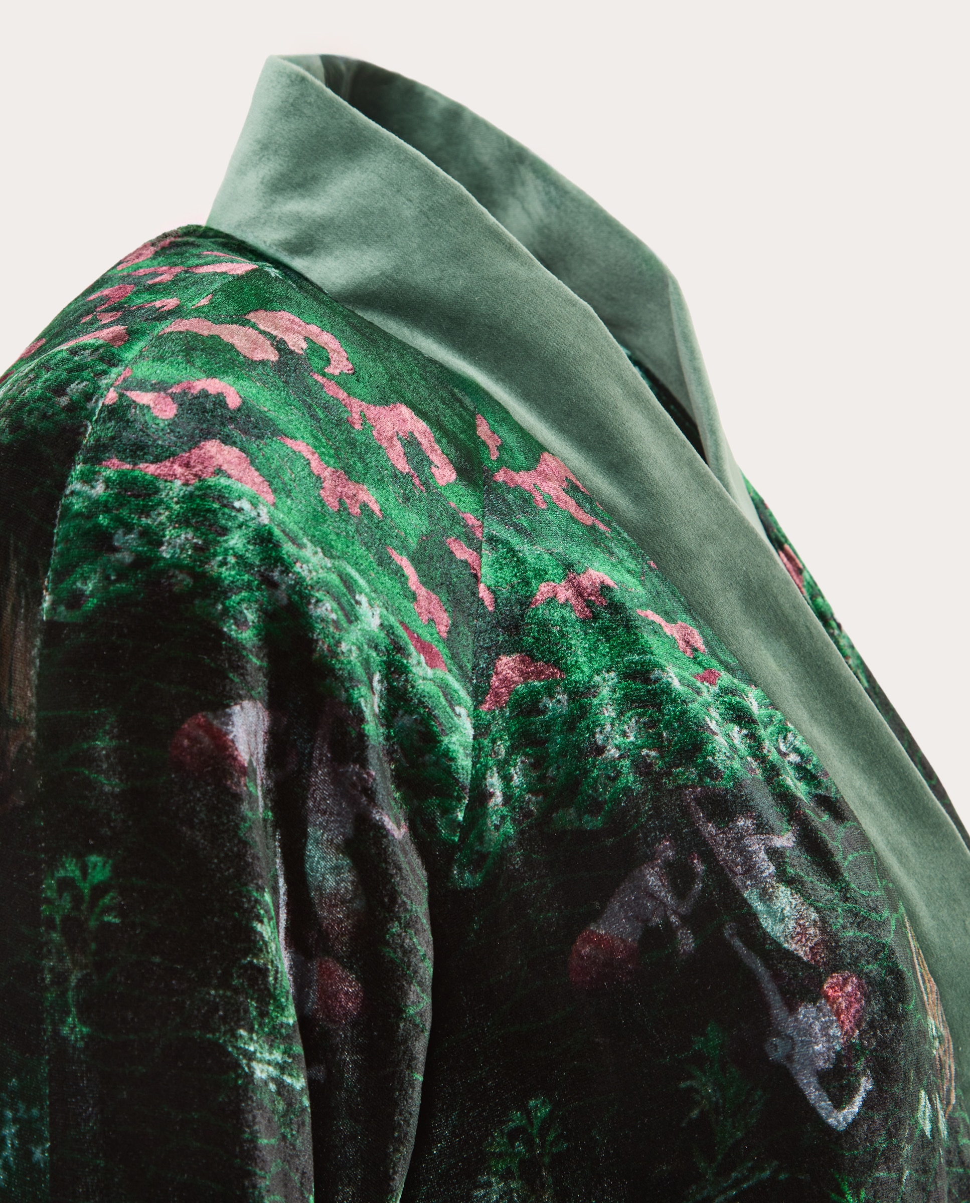 Kimono de Veludo Estampado Verde-4
