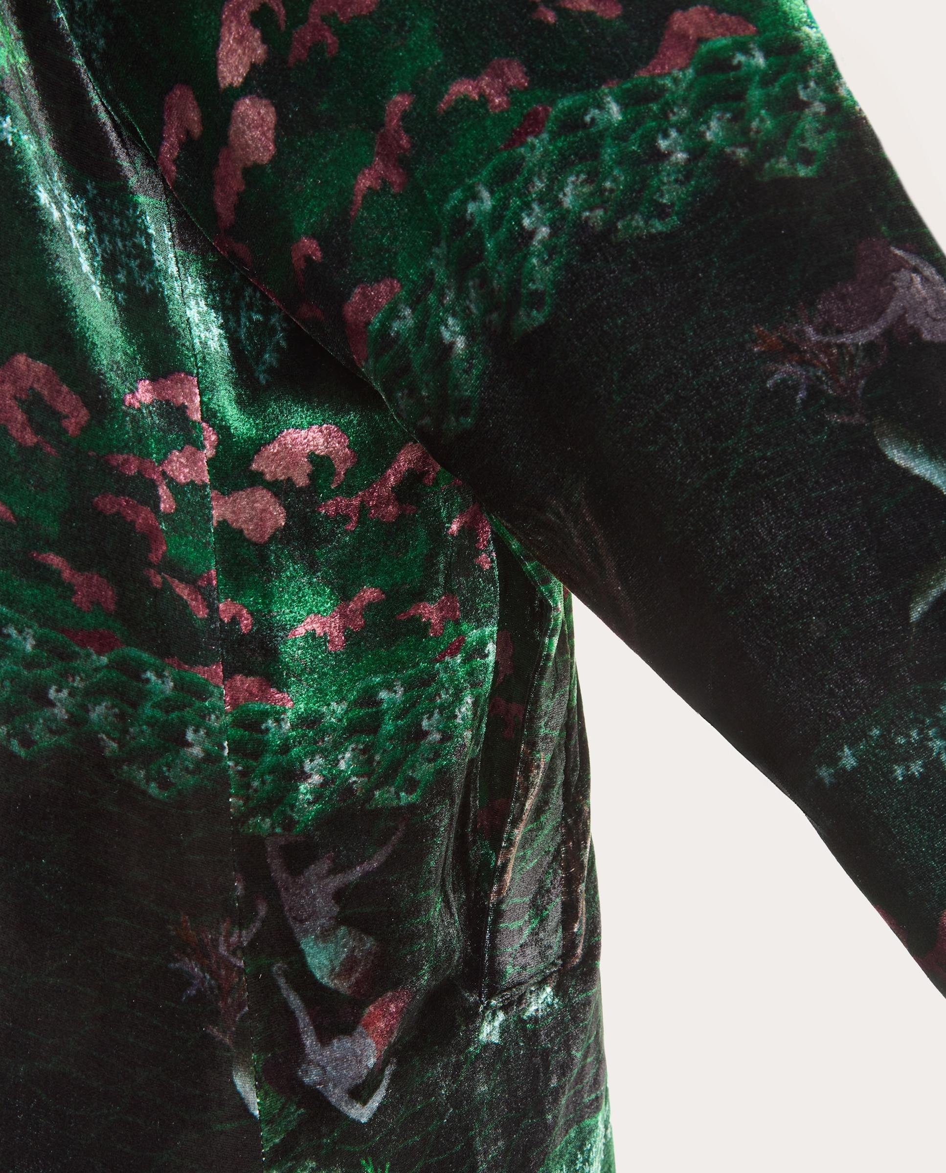 Kimono de Veludo Estampado Verde-5