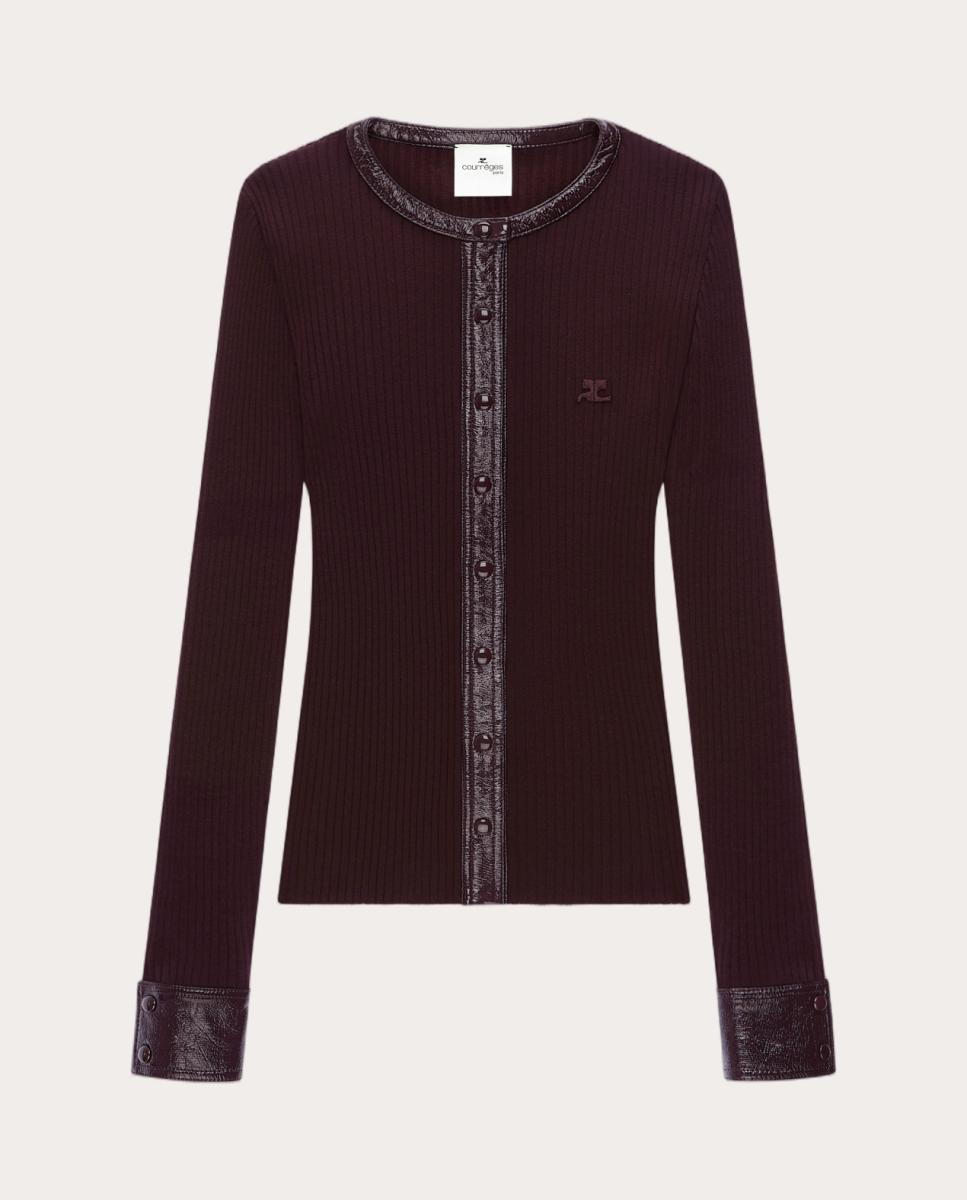 Imagen 0 de Chaqueta de punto combinada Burdeos