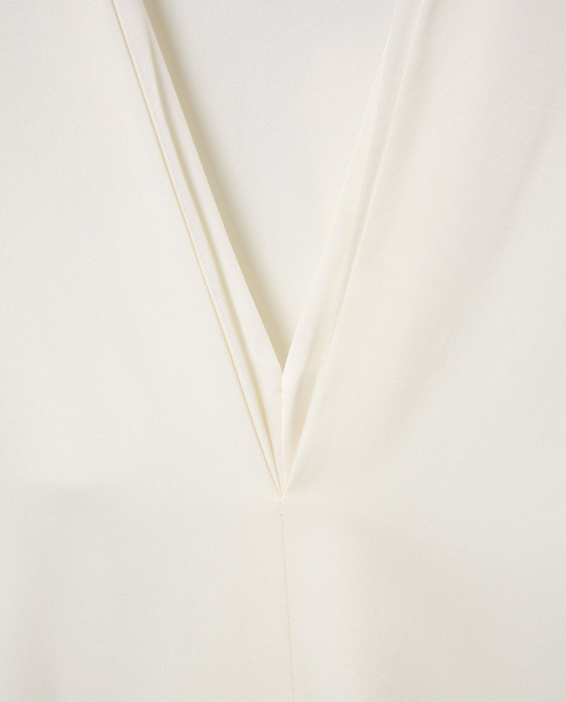 Top Shell com Decote em Bico Duplo - Branco Sujo Branco-3