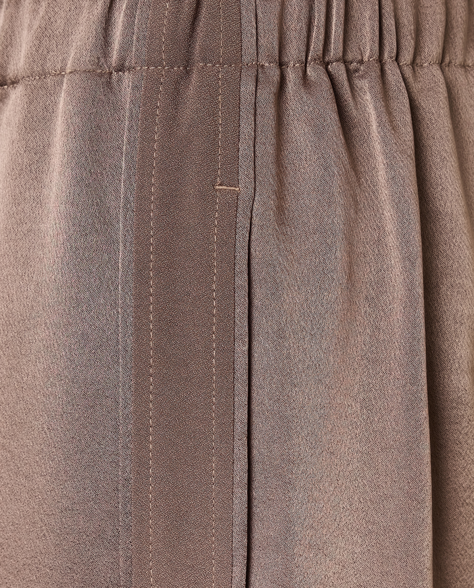 Calças Pull-On de Crepe Brilhante - Taupe Castanho-5