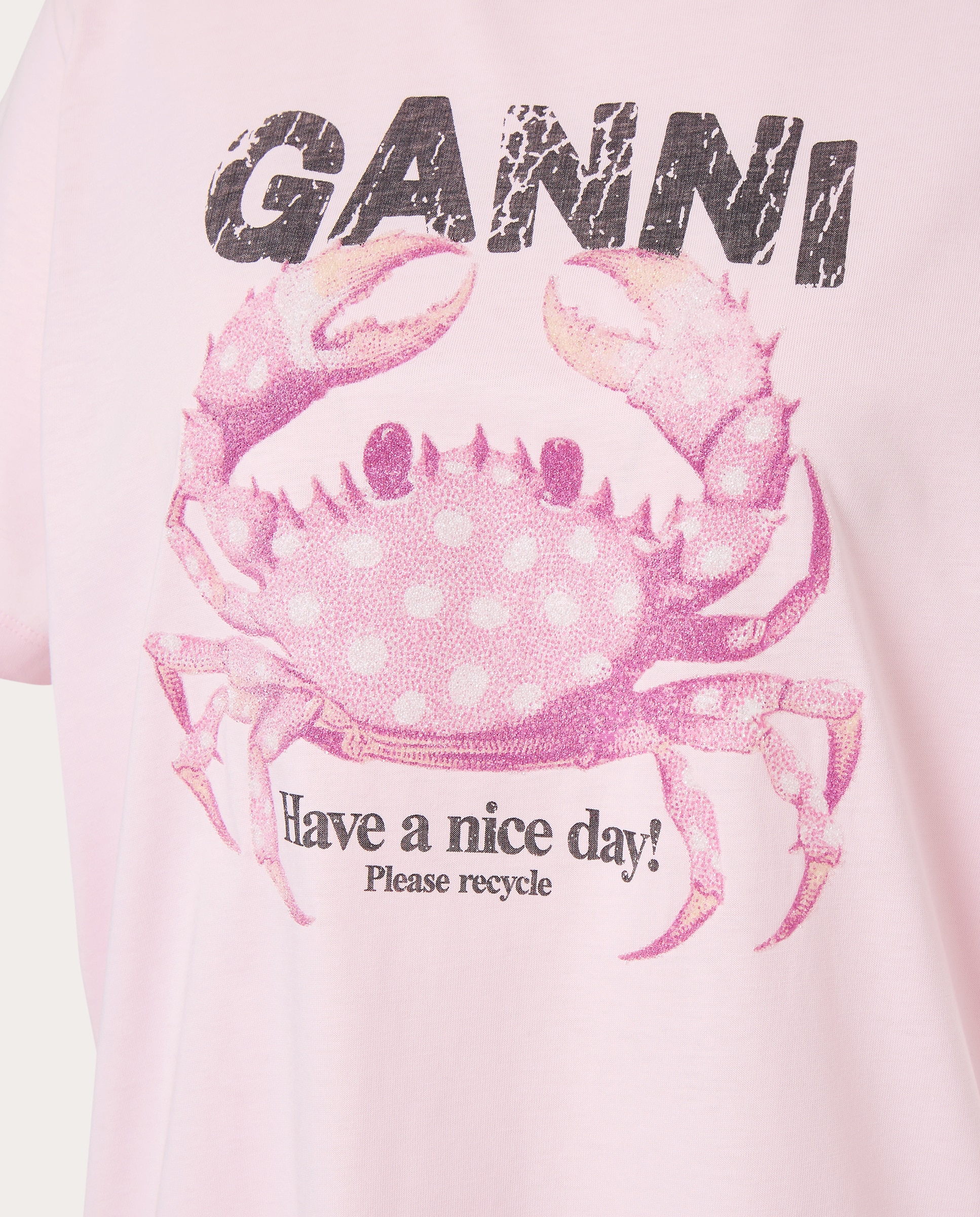 T-shirt de Algodão com Estampado Rosa-3