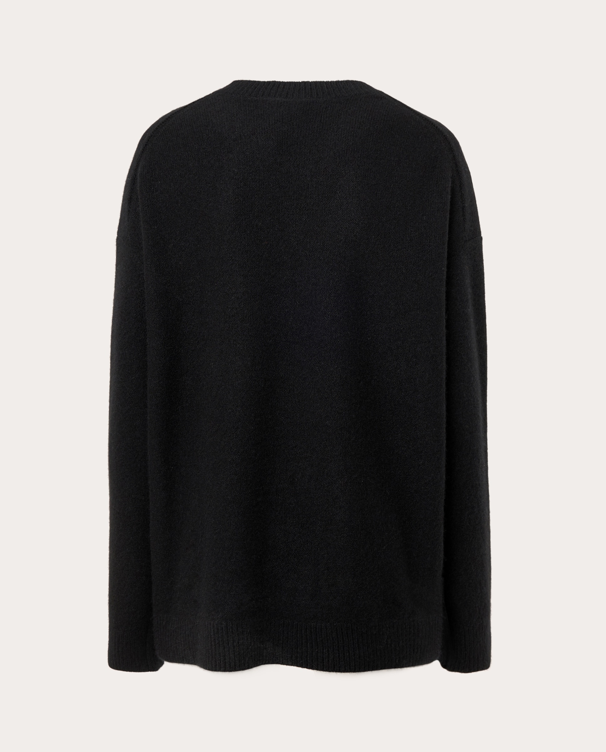 Camisola de Malha de Caxemira de Decote Redondo - Preto Preto-2