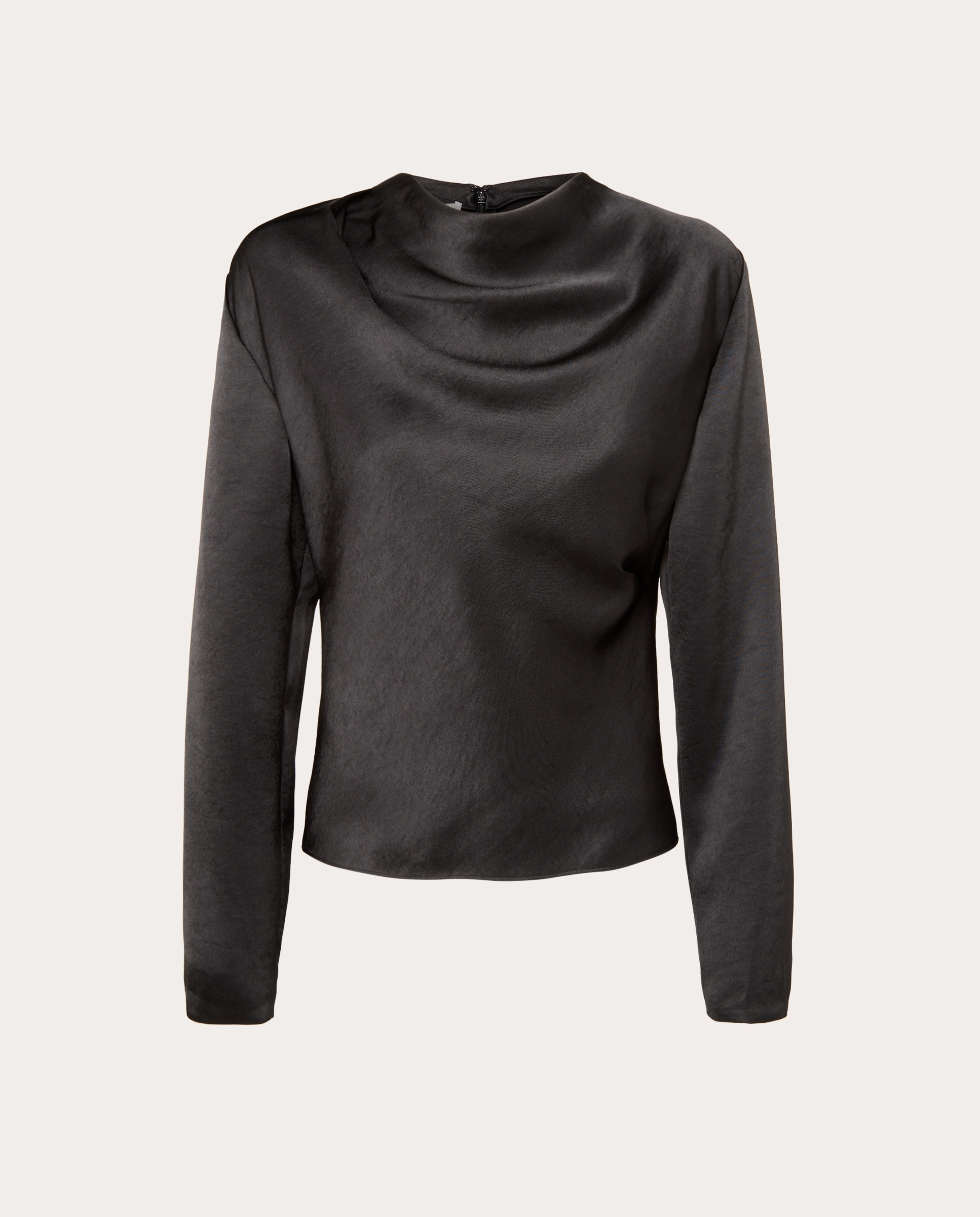 Imagem 0 de Top de Manga Comprida com Gola Cowl - Preto