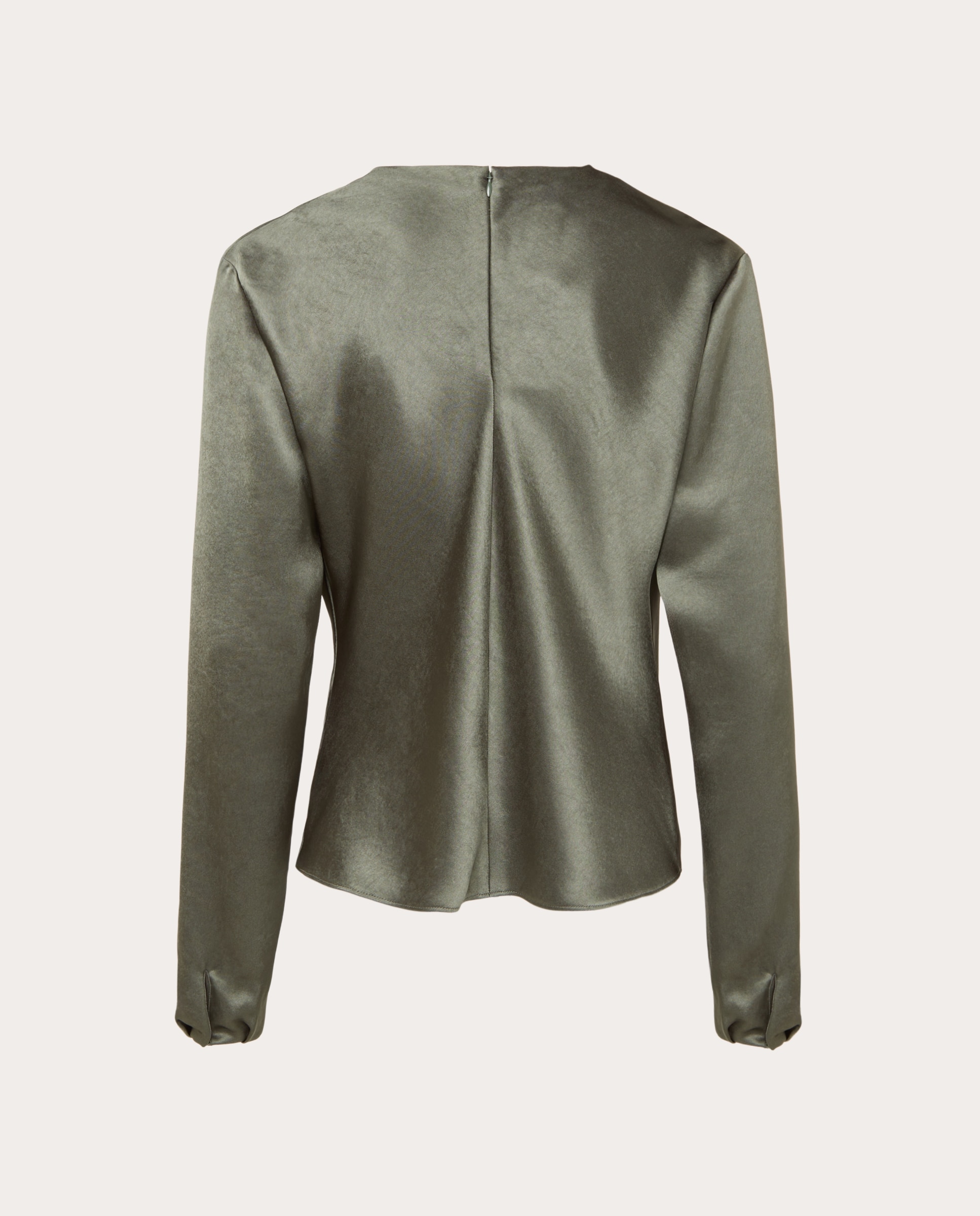 Top de Manga Comprida com Gola Cowl - Verde Azeitona Verde-2