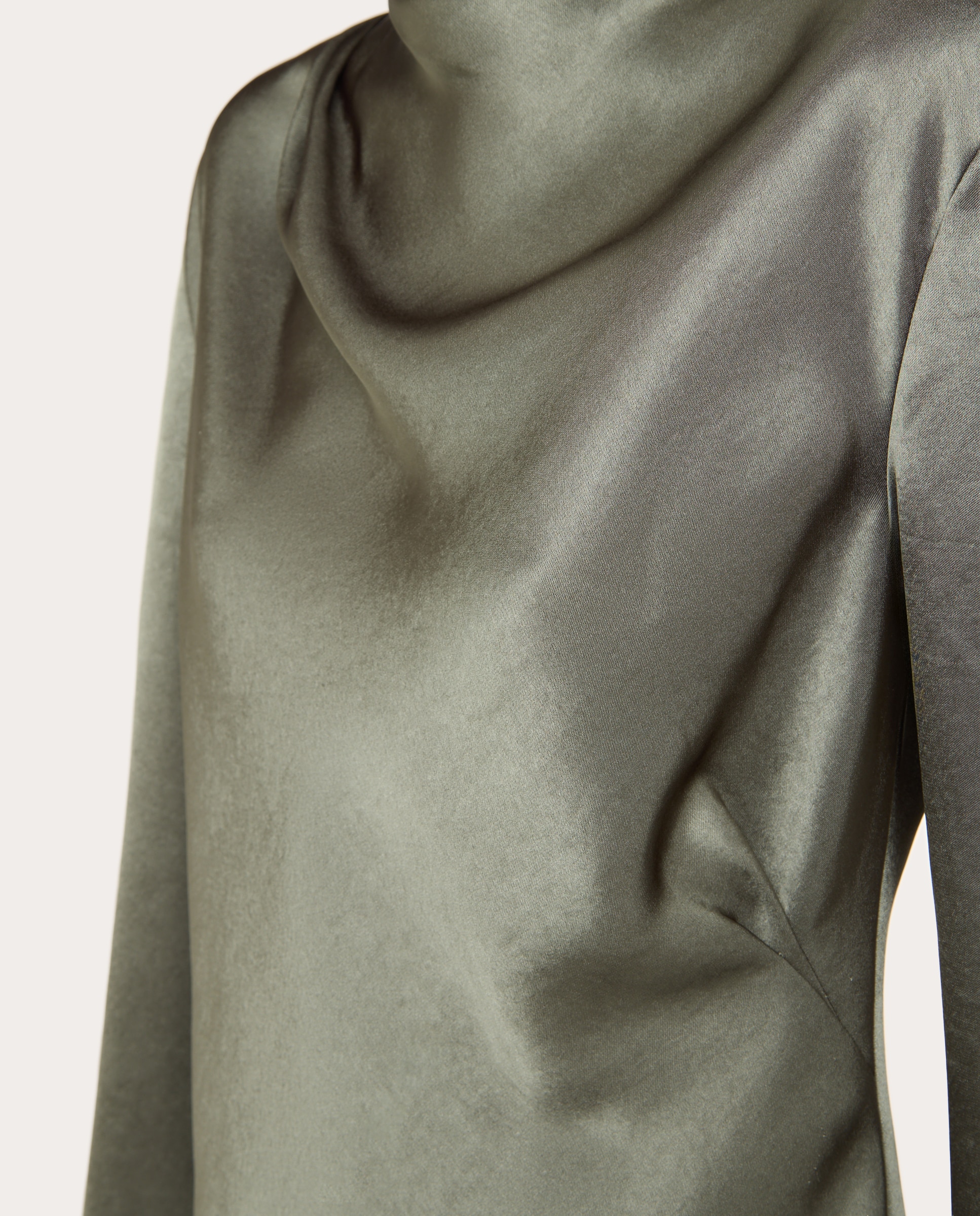 Top de Manga Comprida com Gola Cowl - Verde Azeitona Verde-3