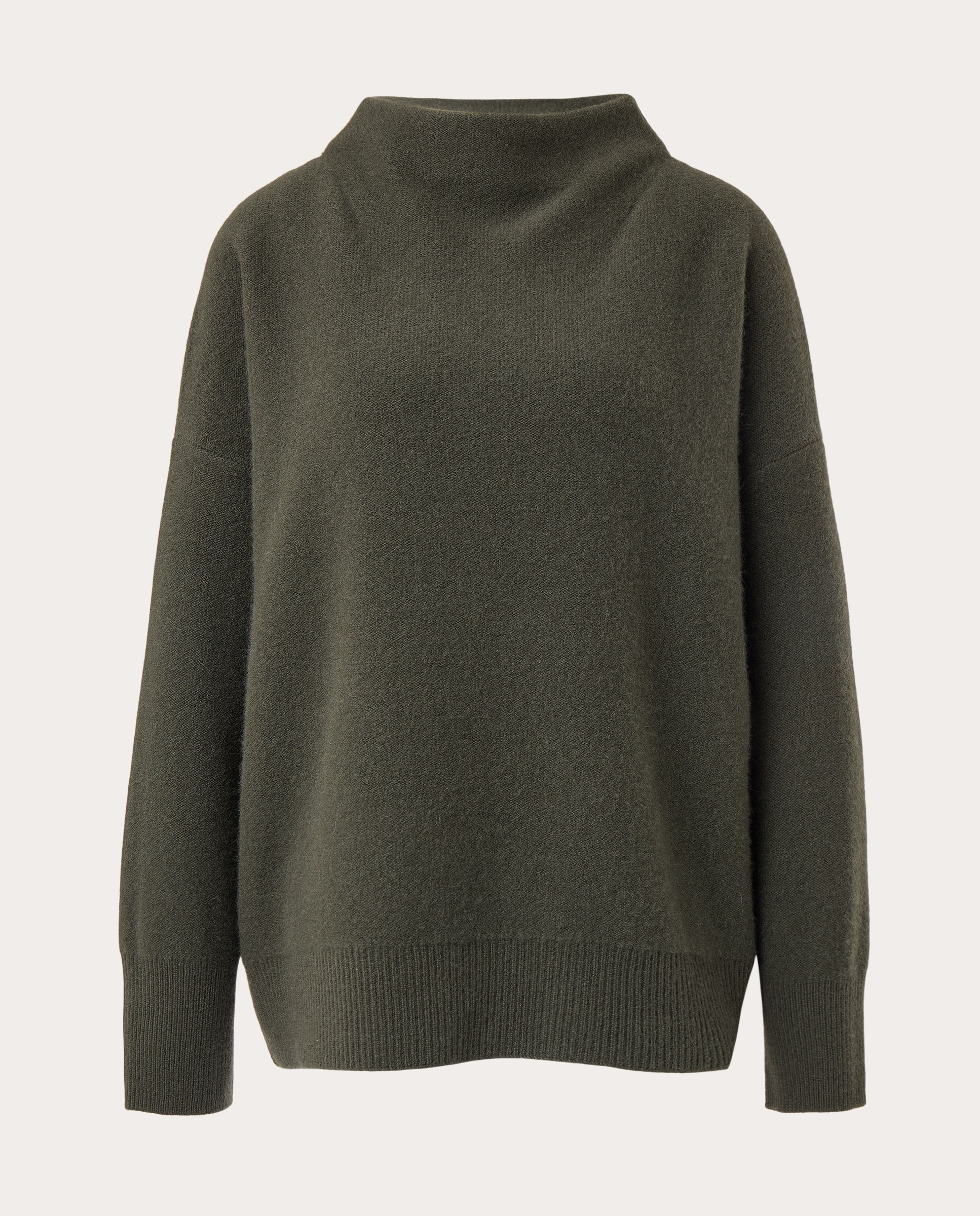 Imagen 0 de Jersey de cashmere con cuello funnel Verde musgo oscuro Verde