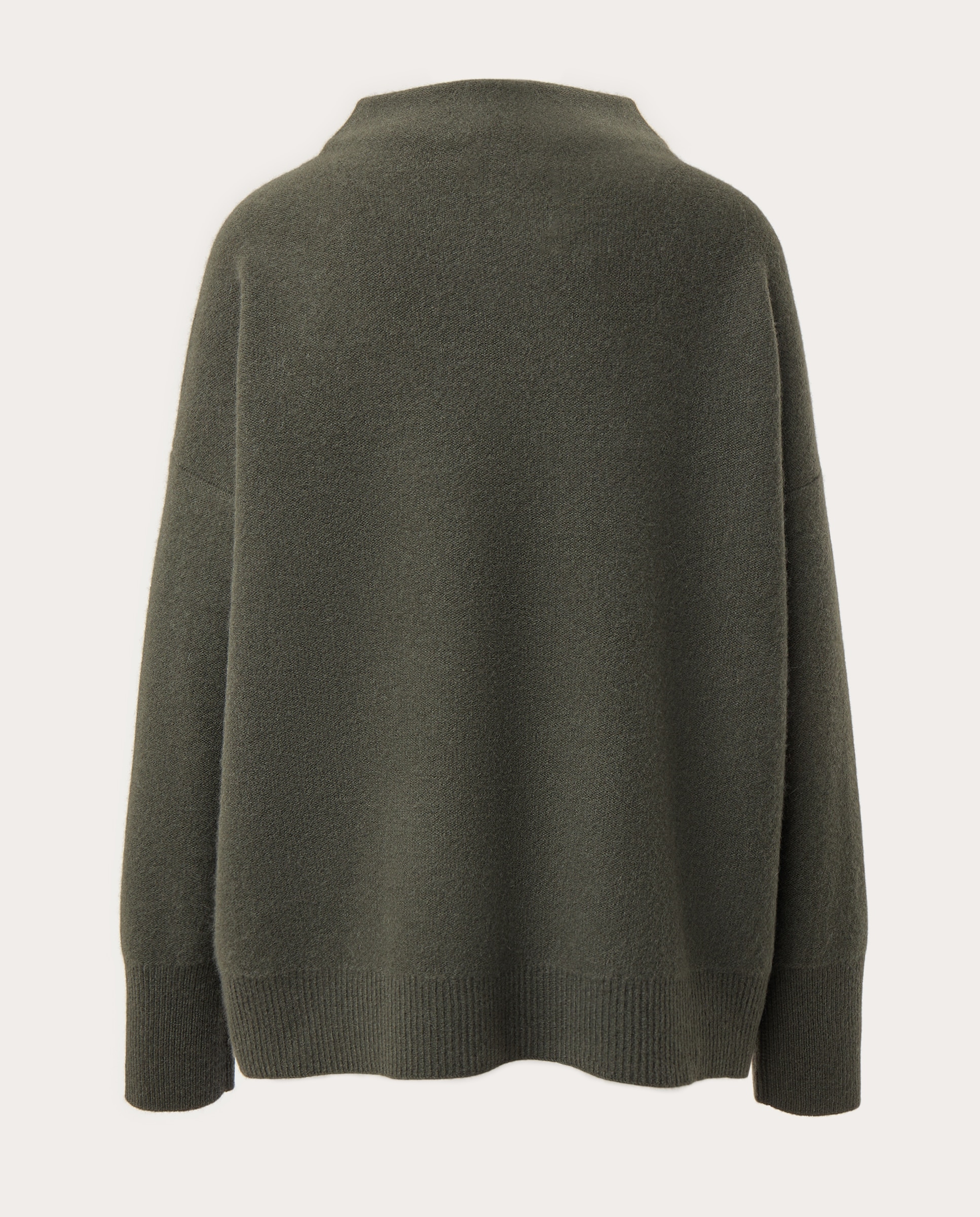 Jersey de cashmere con cuello funnel musgo oscuro - Verde Verde-2