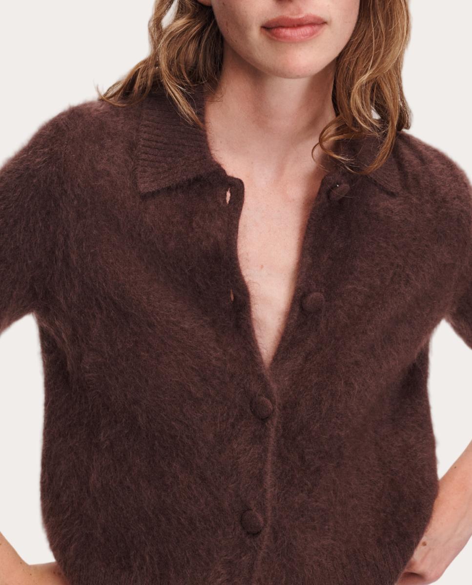 Cárdigan Jada de cashmere cepillado - Rosa Rosa-2