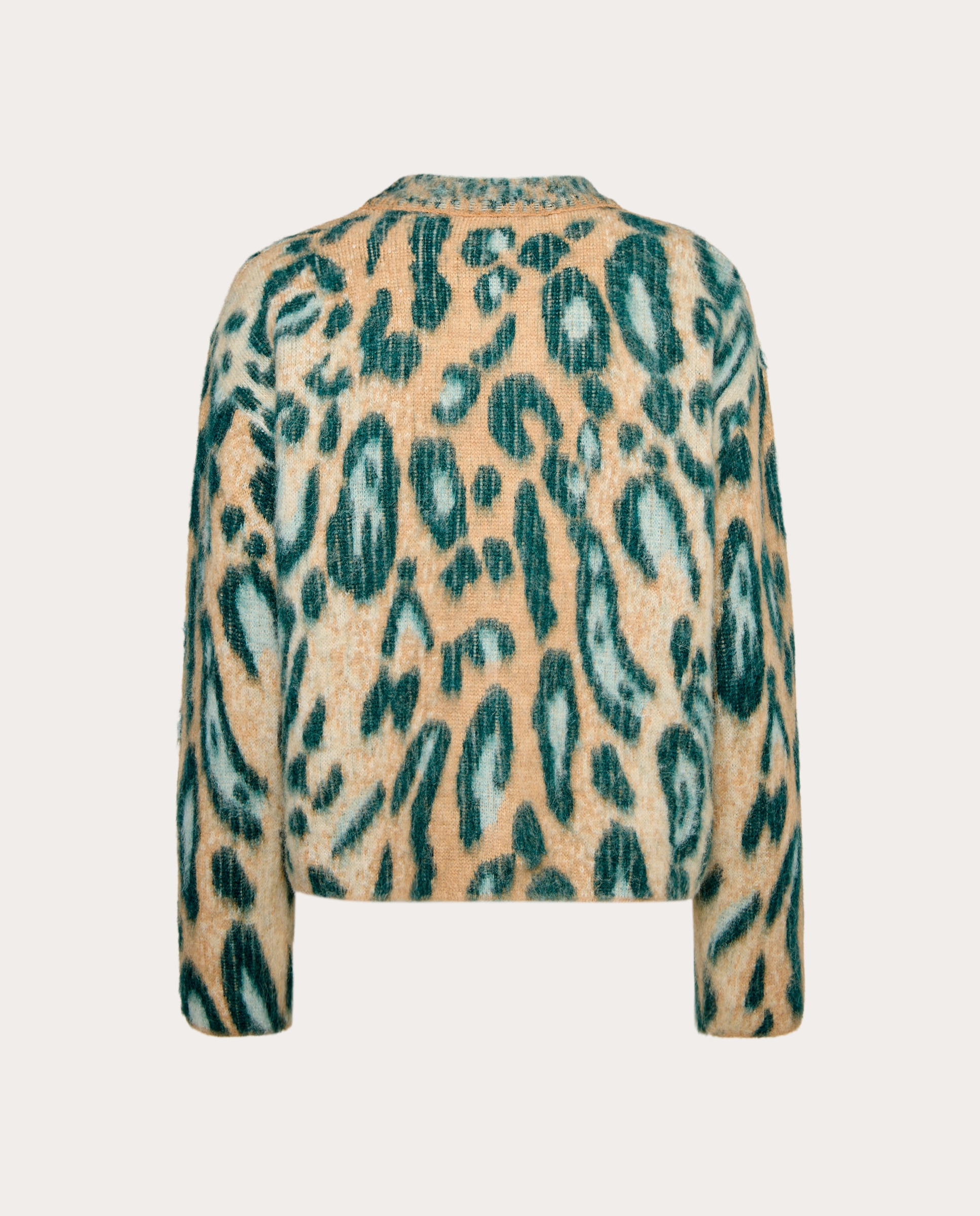 Camisola de Malha com Animal Print Verde-2