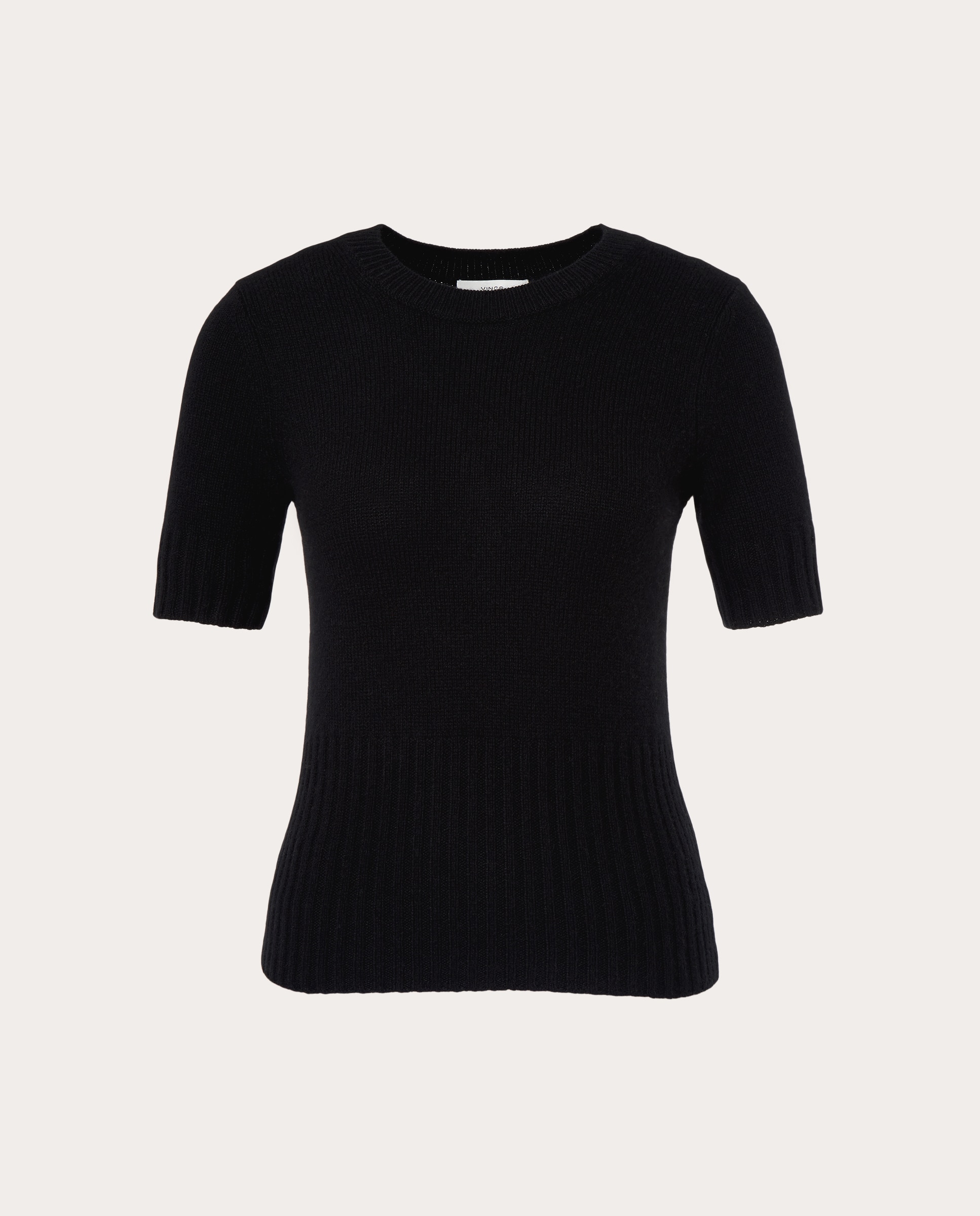 Camiseta acanalada de mezcla de cashmere - Negro Negro-1