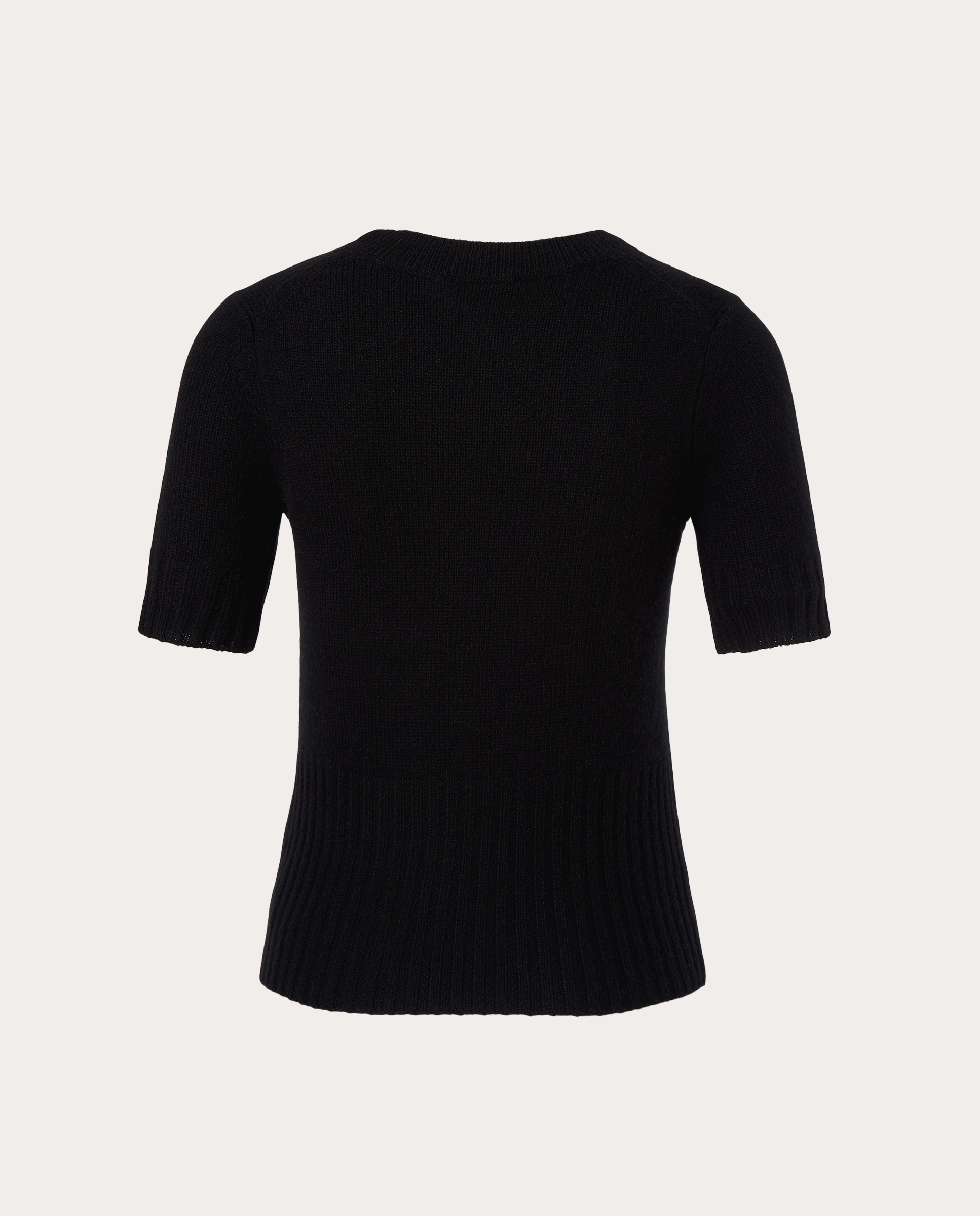 Camiseta acanalada de mezcla de cashmere - Negro Negro-2