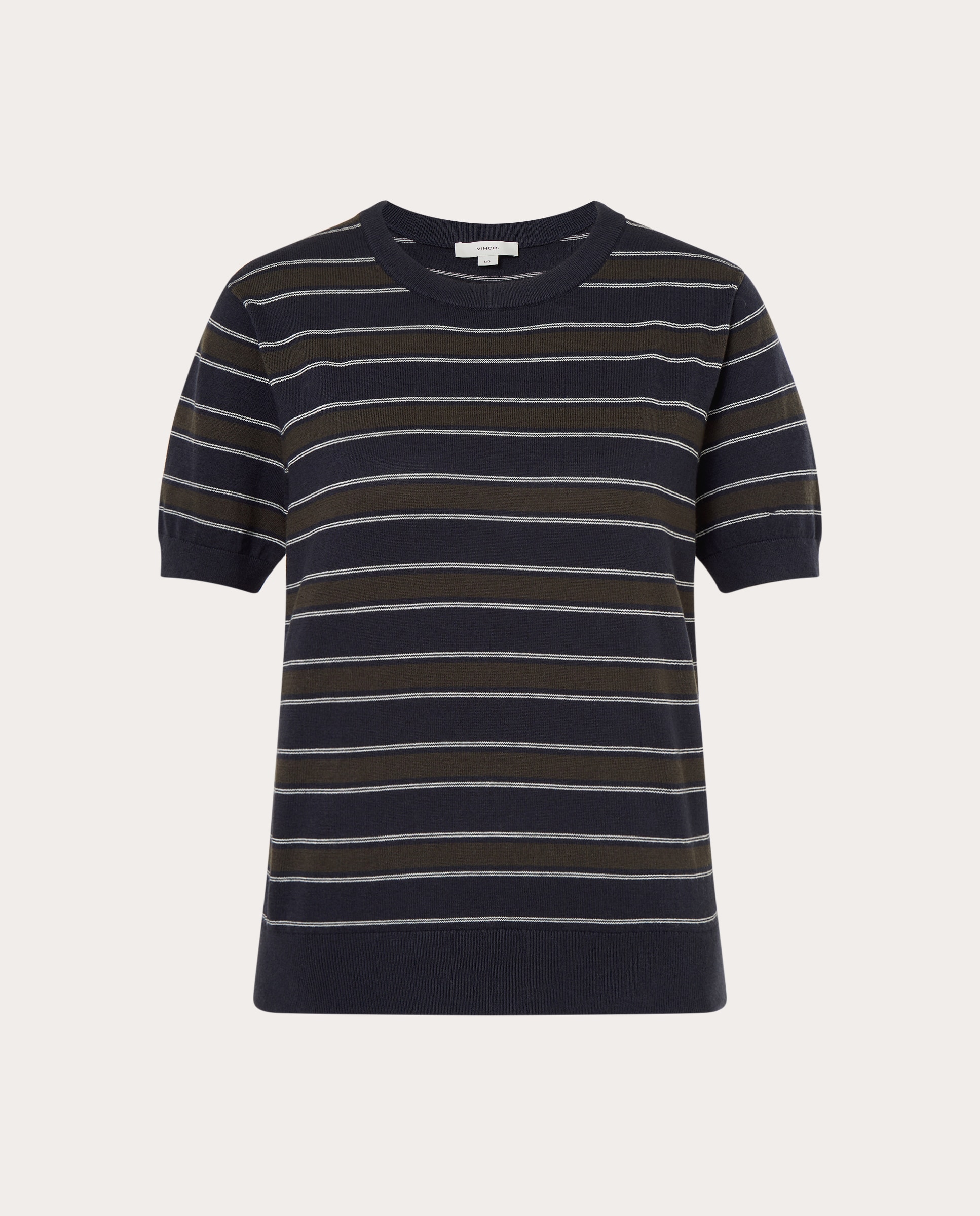 Camiseta a rayas de mezcla de cashmere oscuro combinado - Verde Verde-1