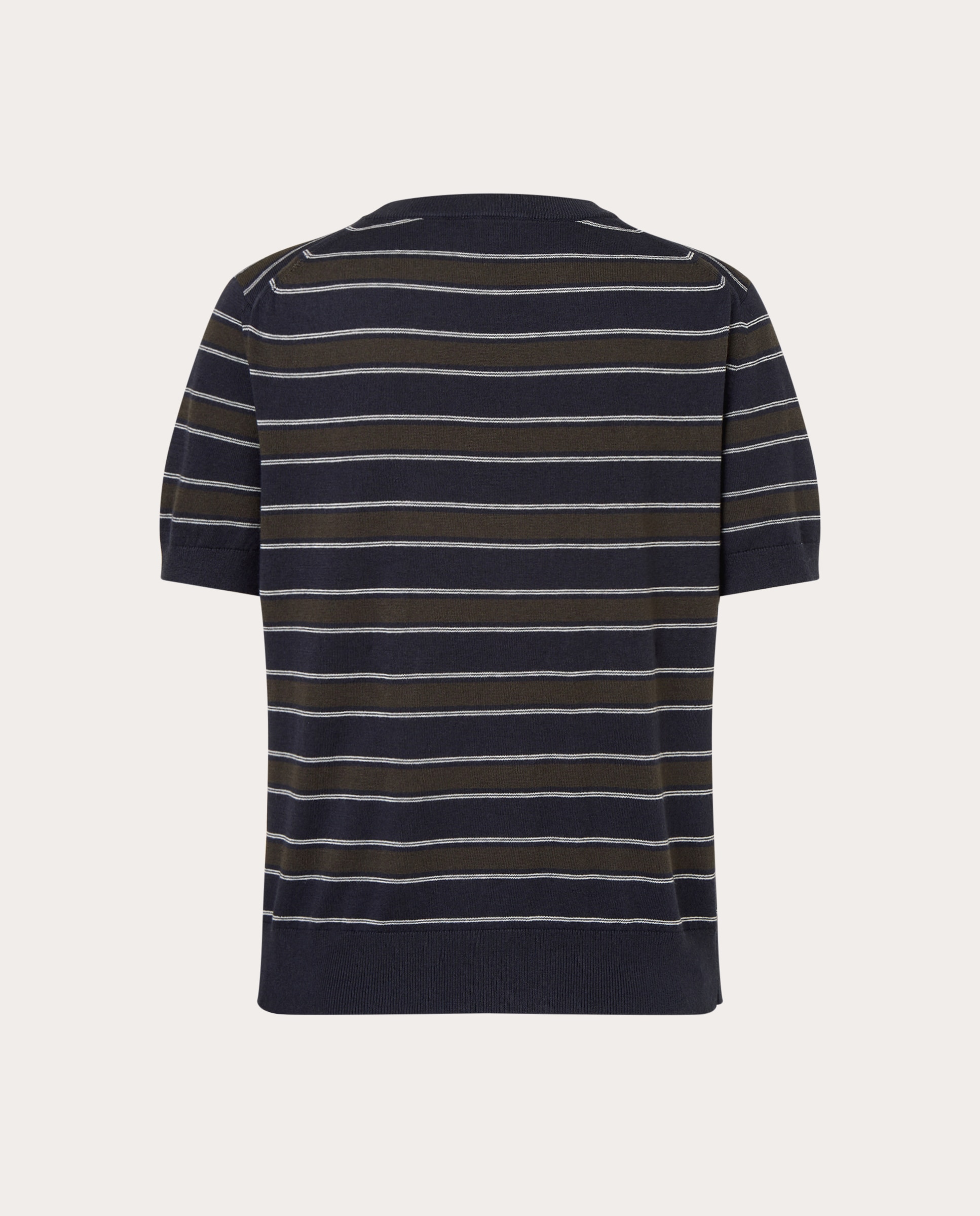 Camiseta a rayas de mezcla de cashmere oscuro combinado - Verde Verde-2